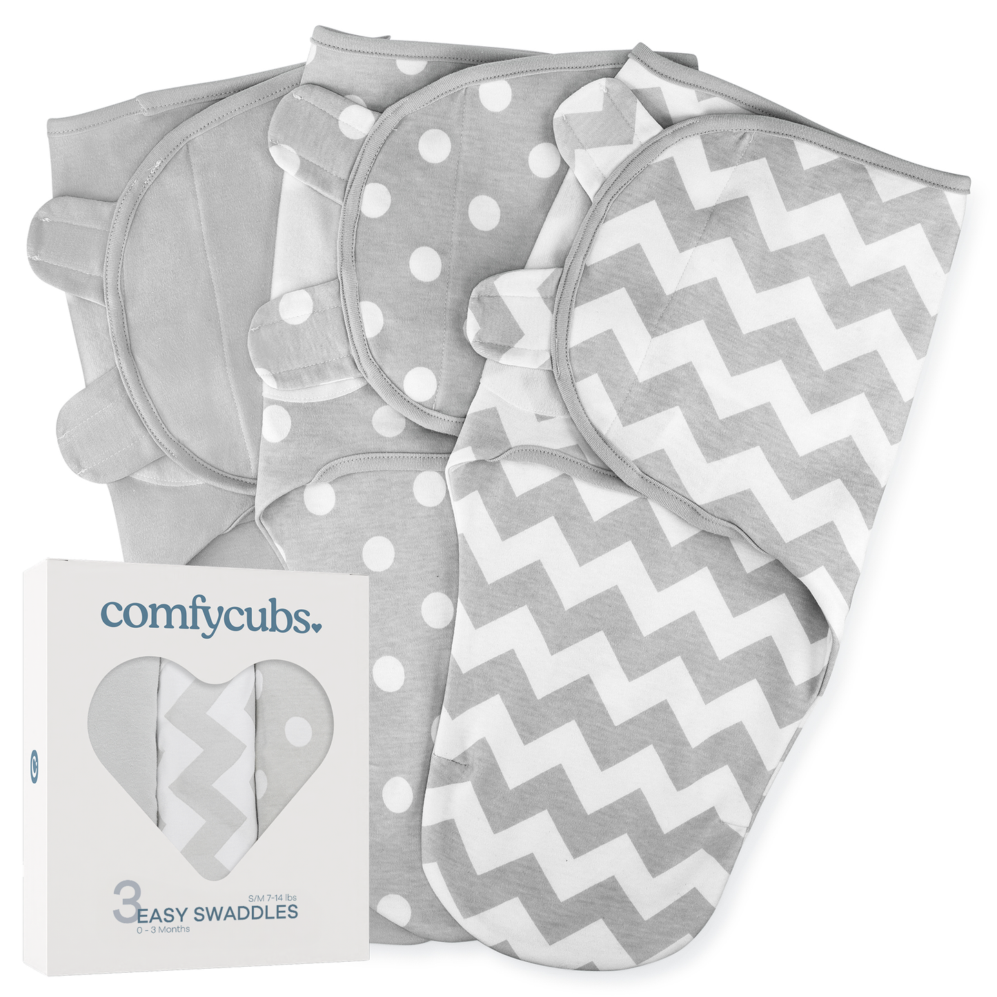 Baby Easy Swaddle Blankets - Pack of 3 by Comfy Cubs