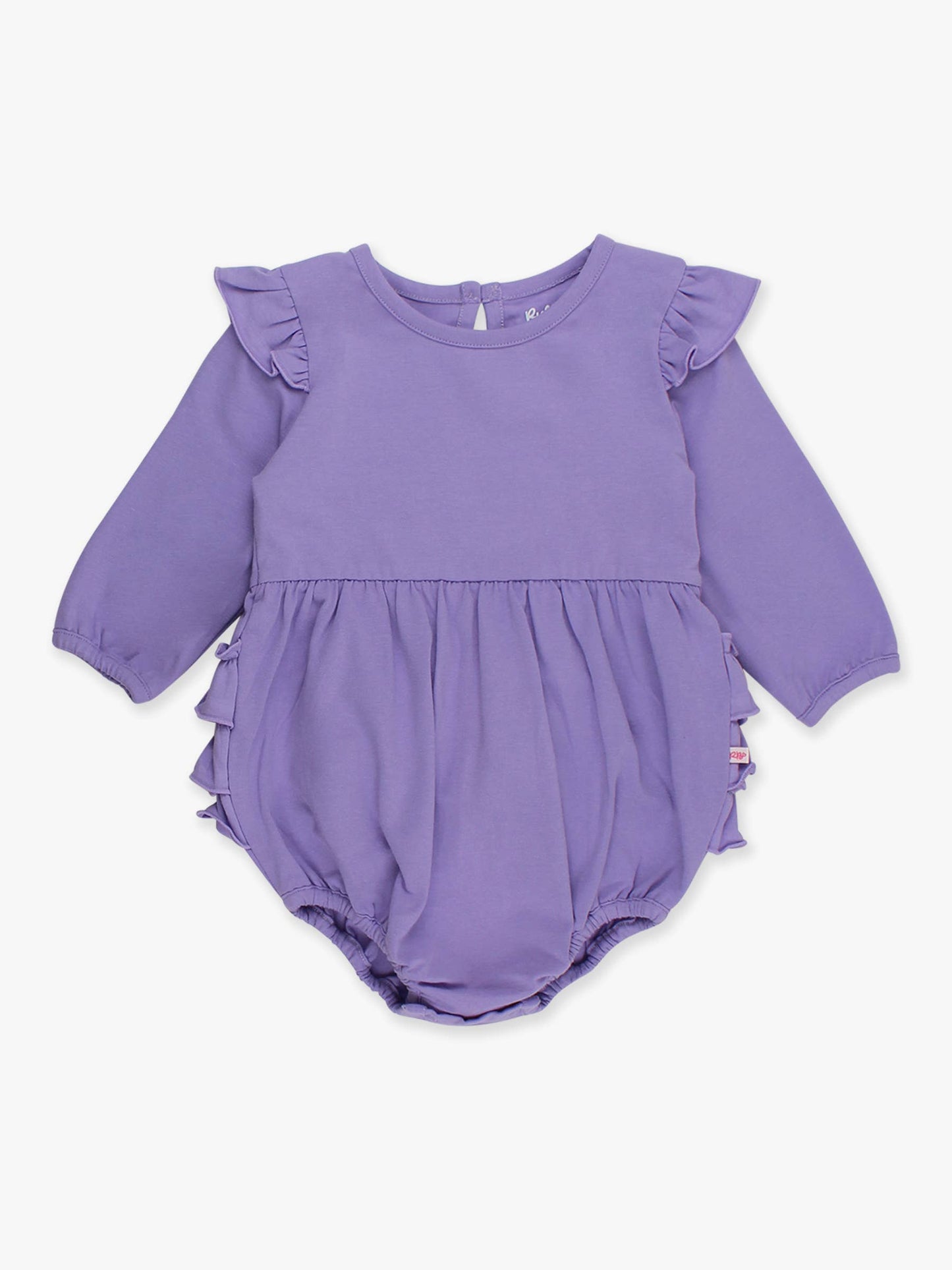 Baby Girls Wisteria Purple Knit Long Sleeve Flutter Bubble Romper