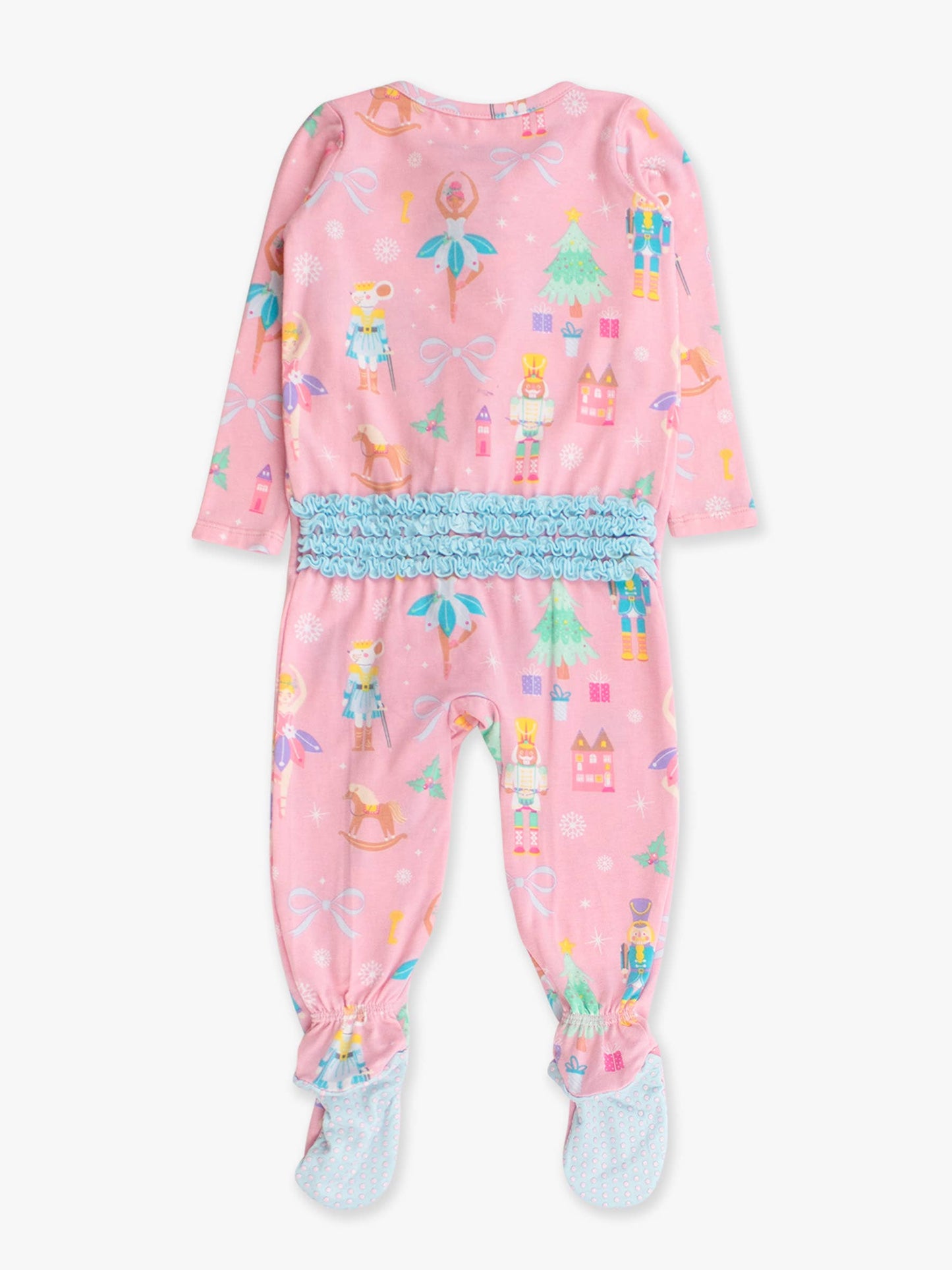 SoftSnooze™ Baby Girls Cotton Modal Sugarplum Dreams Footed Ruffle One Piece Pajama