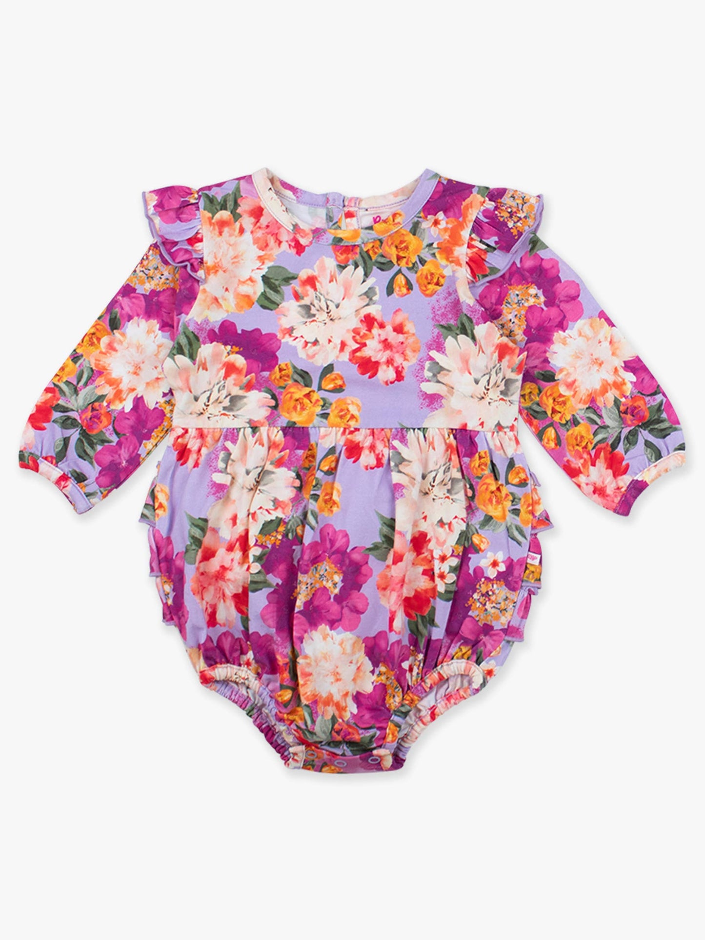Baby Girls Lavender Valley Knit Long Sleeve Flutter Bubble Romper