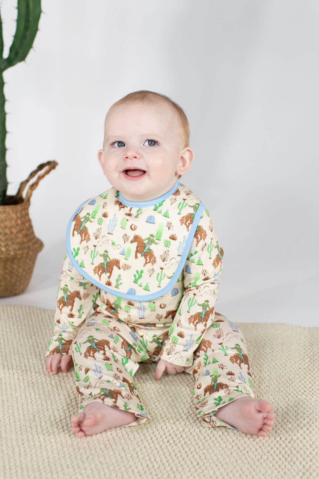 Saddle Up, Cowboy Toile - Bib Set