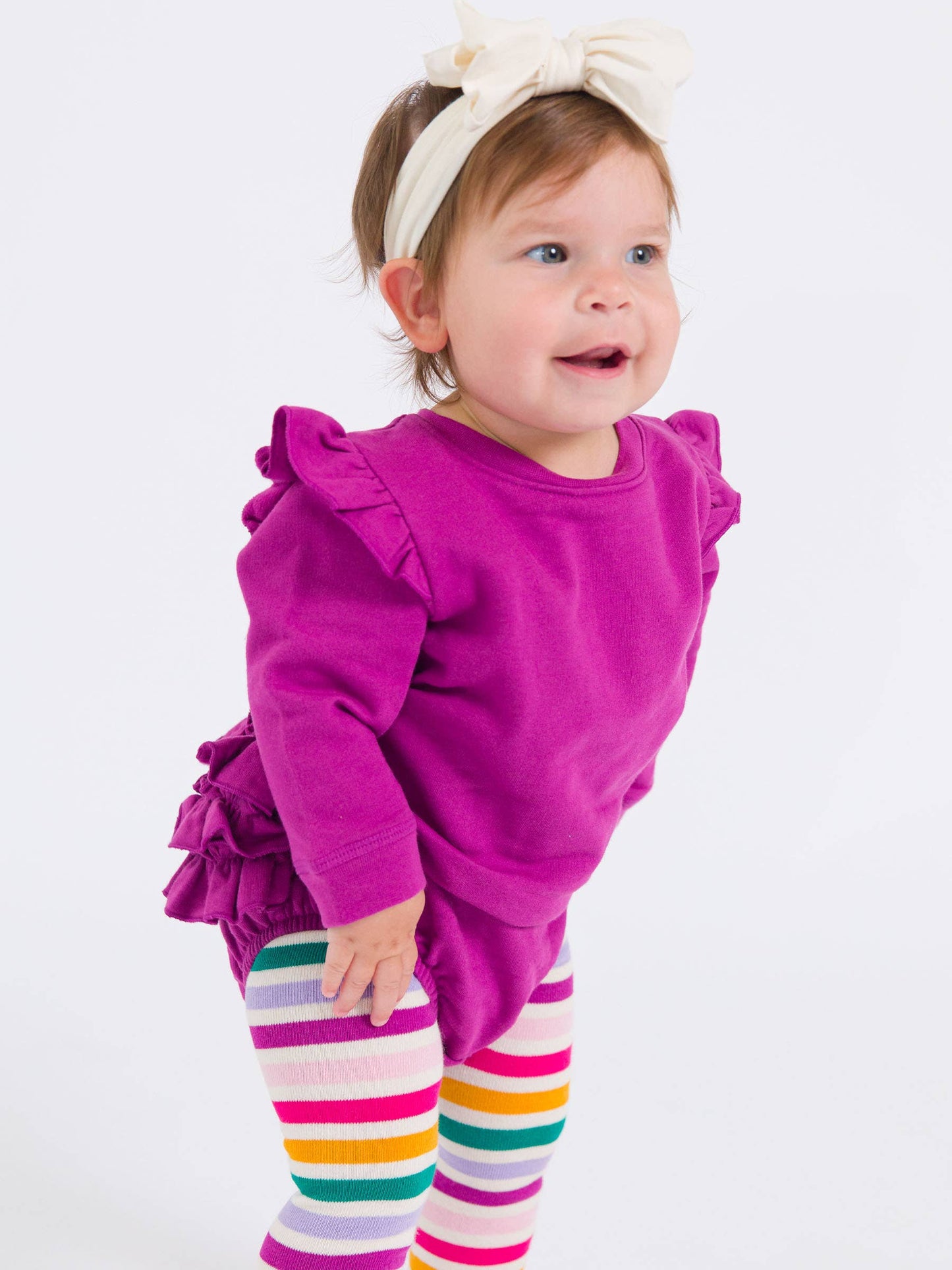 Baby Girls Plum Tart Sweatshirt Bubble Romper