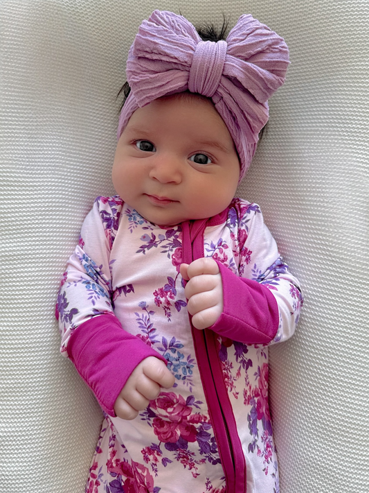 2-Way Zip Romper, Violet Rose