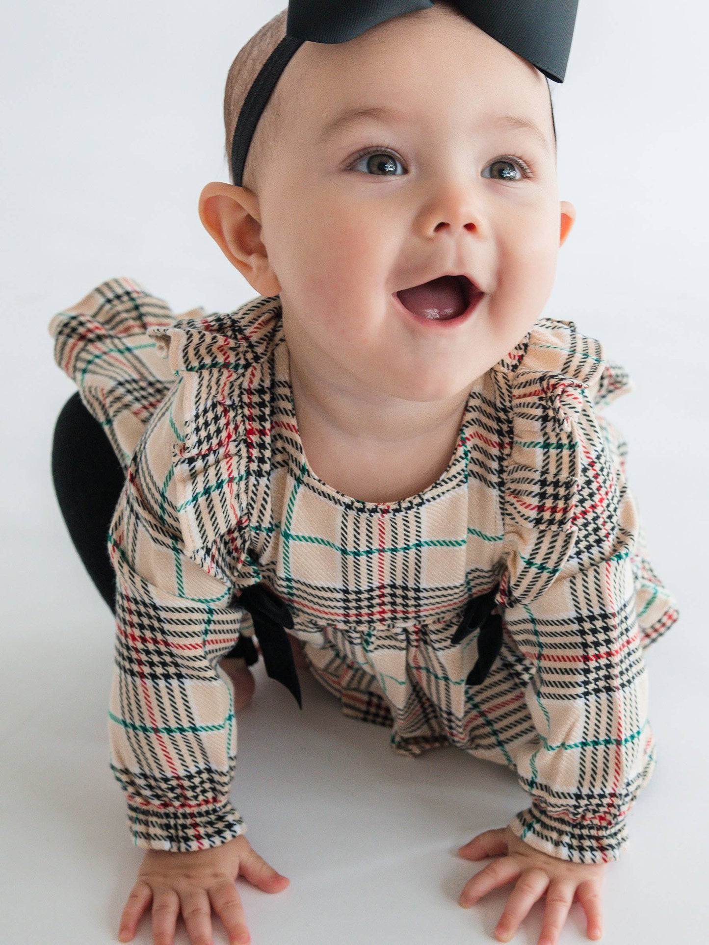 Baby Girls Tannen Plaid Woven Long Sleeve Waterfall Bow Swing Top & Bloomer Set
