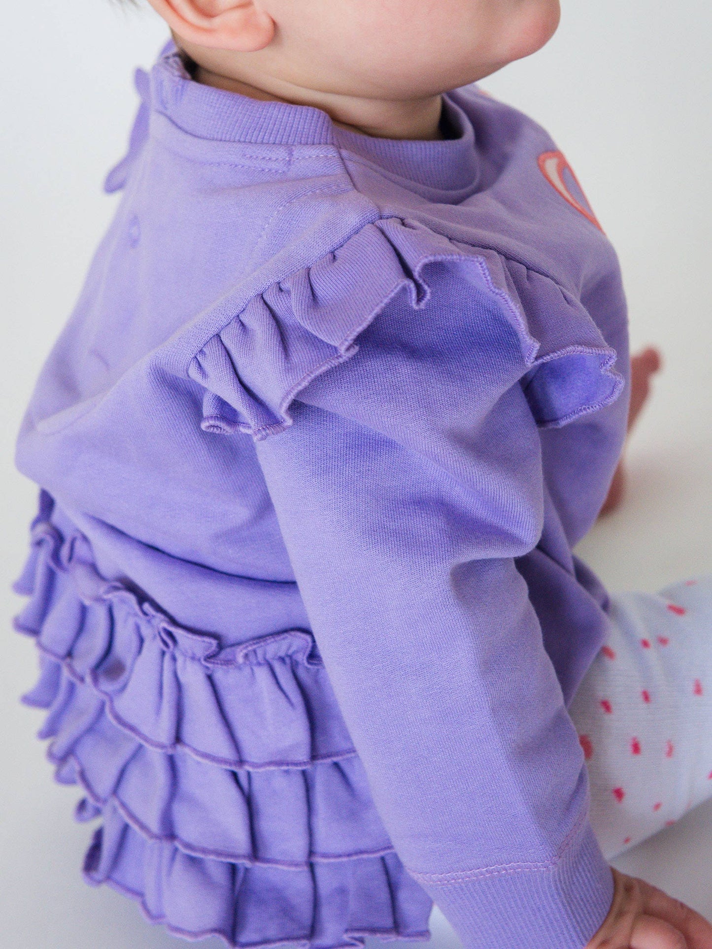 Baby Girls Purple Twinkling Tree Bow Applique Sweatshirt Bubble Romper