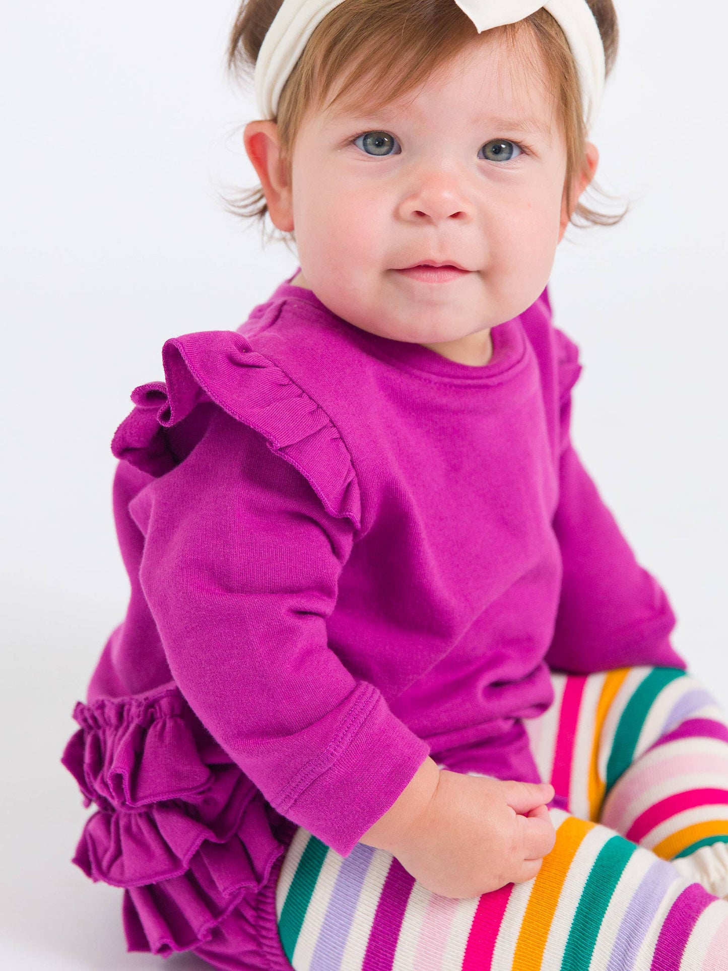 Baby Girls Plum Tart Sweatshirt Bubble Romper