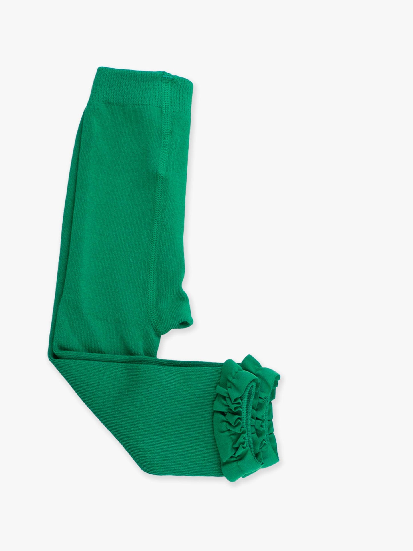 Girls Green Footless Ruffle Tights