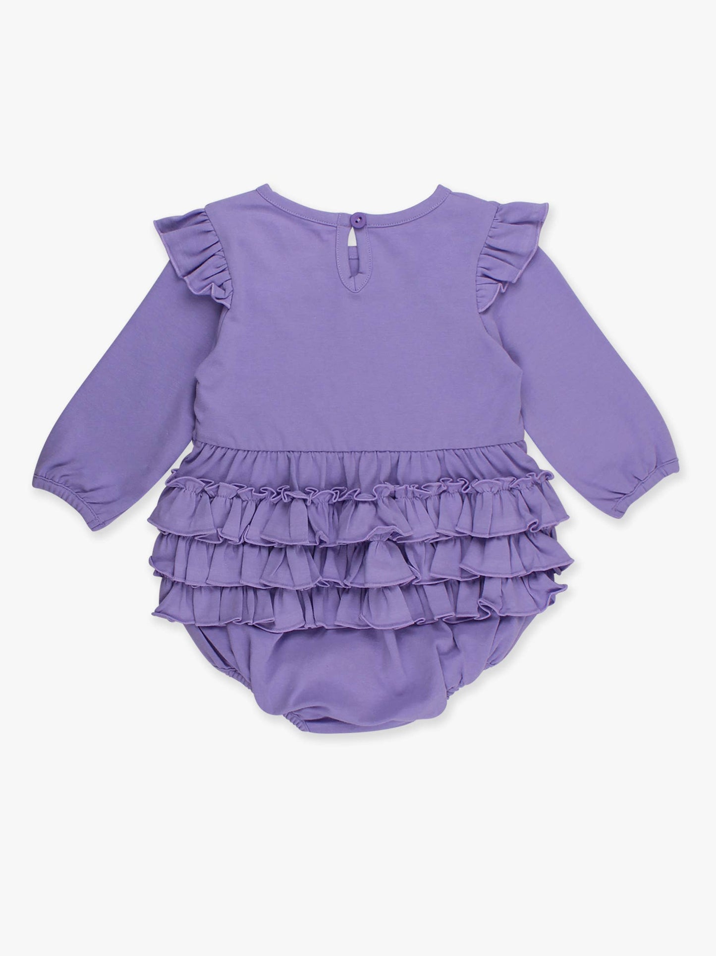 Baby Girls Wisteria Purple Knit Long Sleeve Flutter Bubble Romper