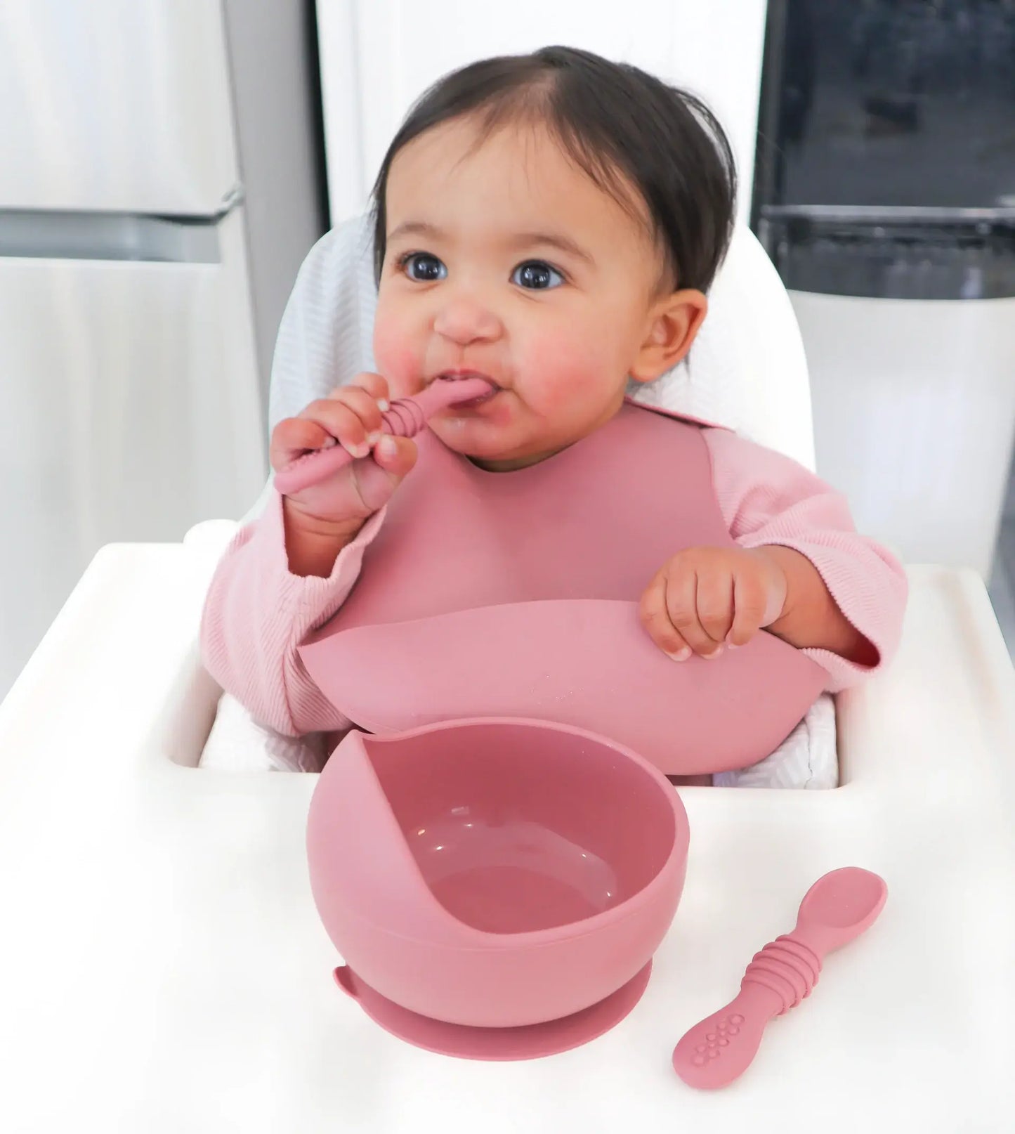 Infant Training Spoons for Self Feeding - Dusty Rose