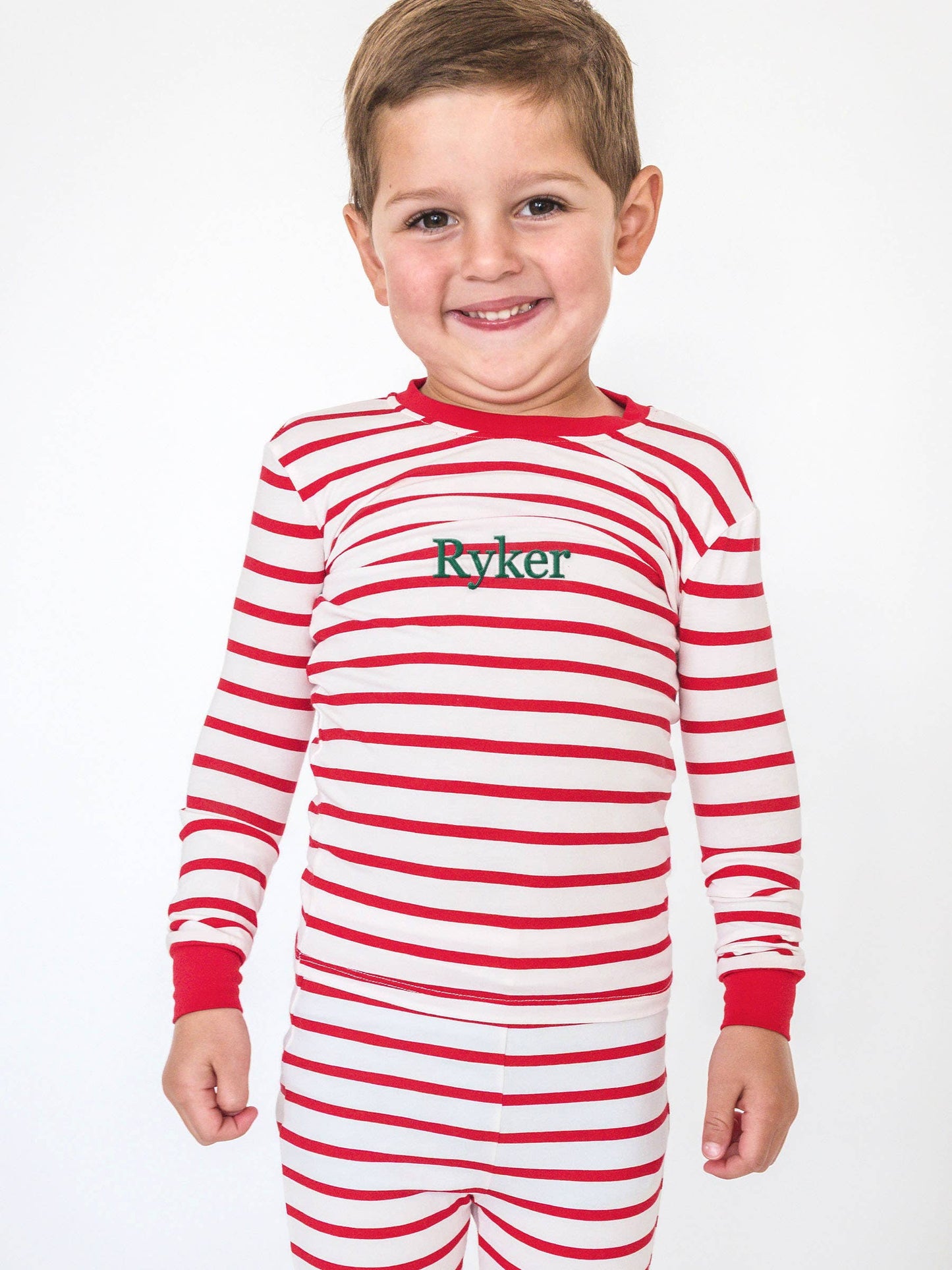 SoftSnooze™ Boys Cotton Modal Red & White Stripe Long Sleeve Pajama Set