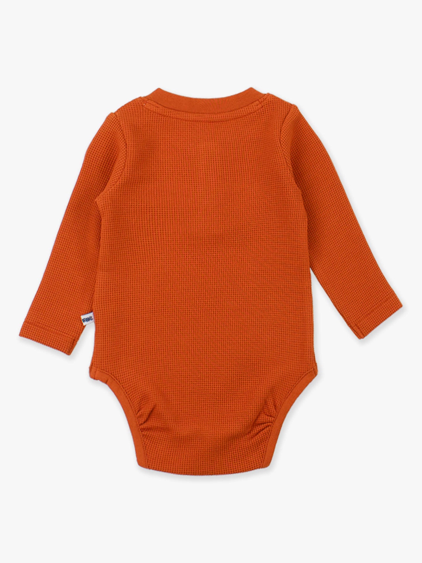 Baby Boys Rust Waffle Knit Henley Bodysuit
