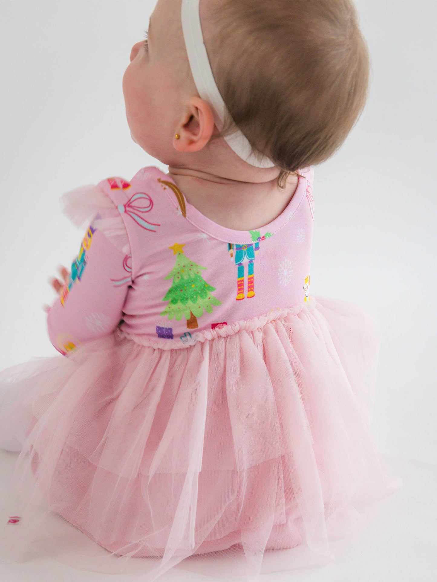Baby Girls Sugarplum Dreams Flutter Tulle Long Sleeve Twirl Romper