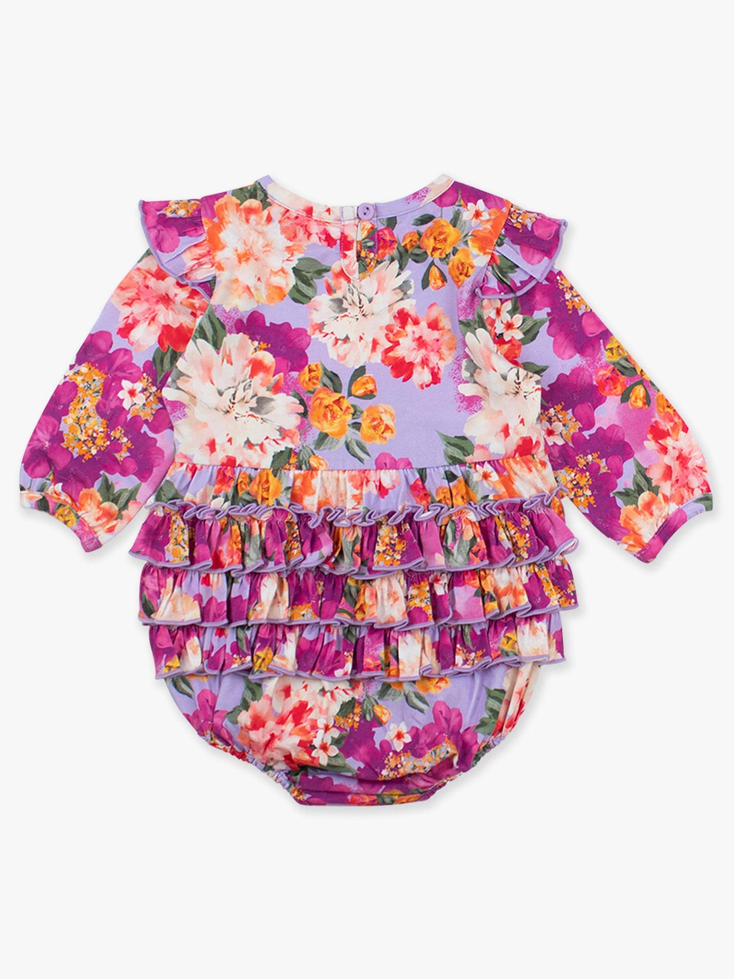 Baby Girls Lavender Valley Knit Long Sleeve Flutter Bubble Romper
