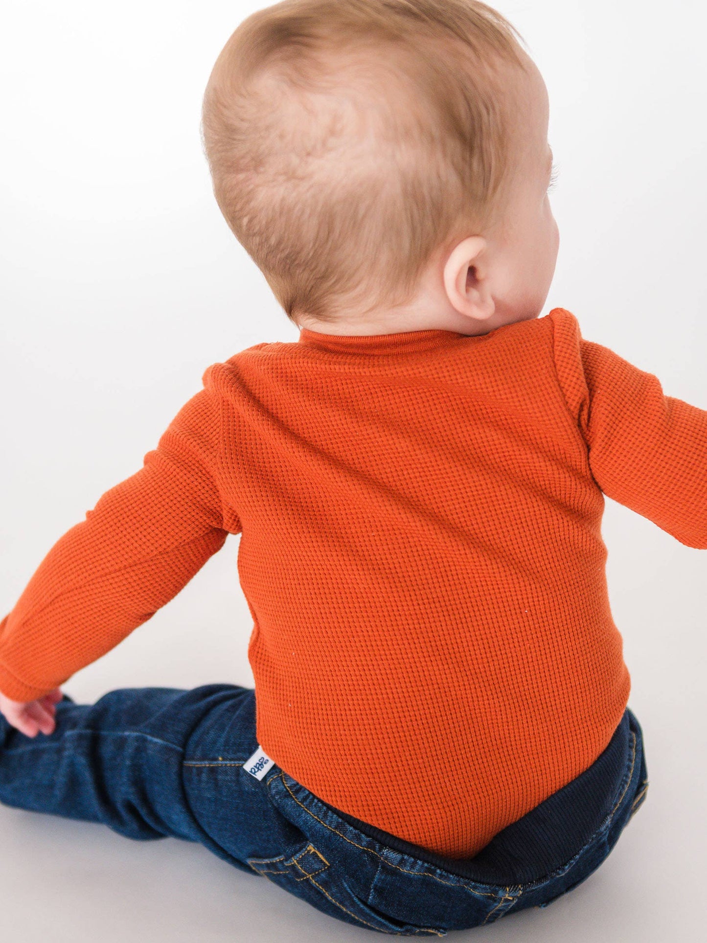 Baby Boys Rust Waffle Knit Henley Bodysuit
