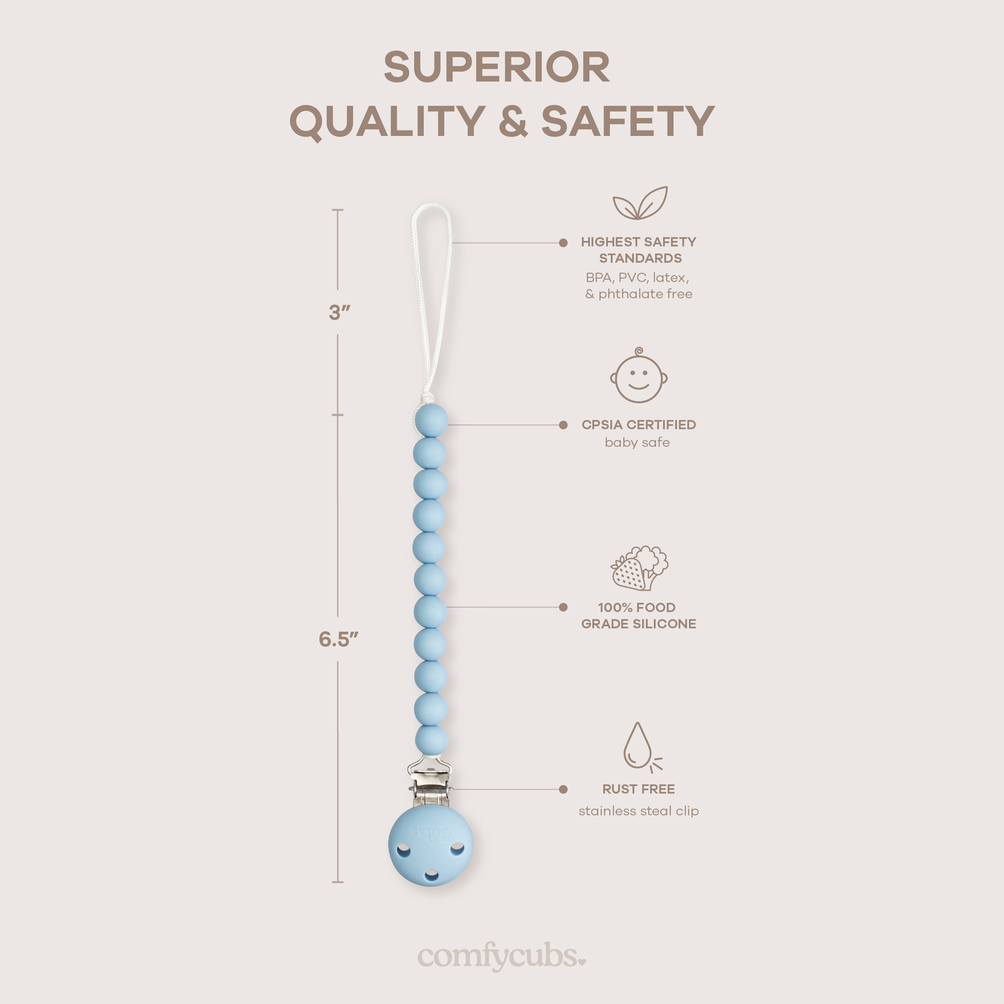 Pacifier Clips by Comfy Cubs