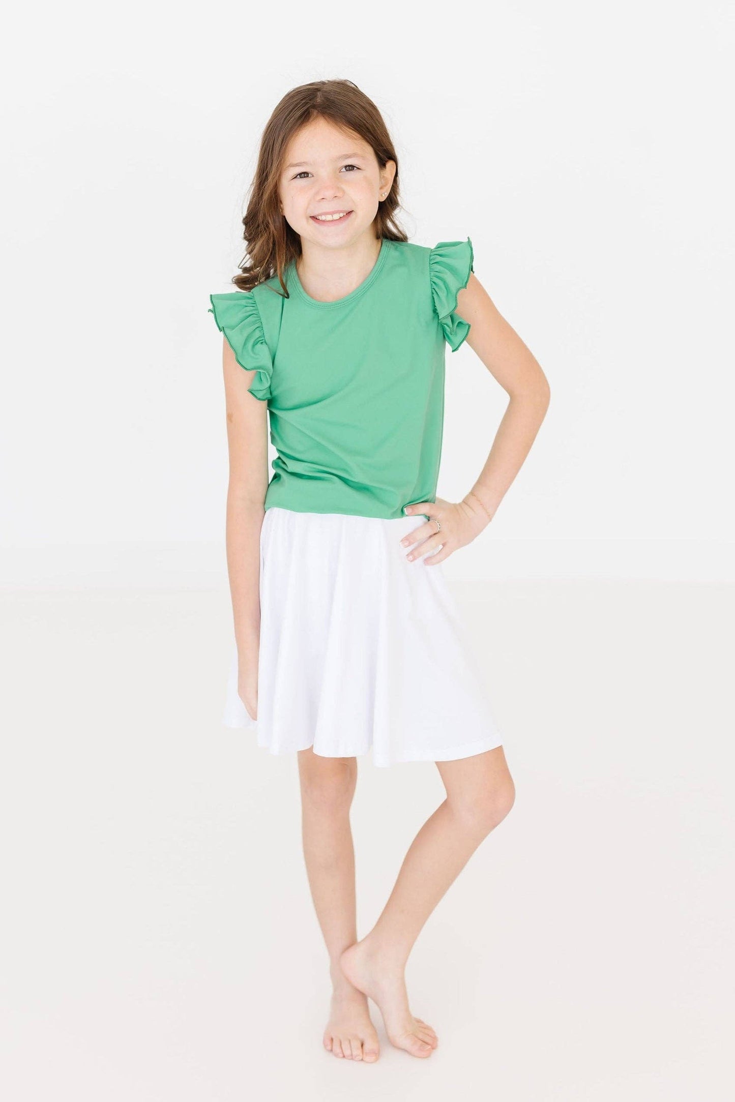 Kelly Green S/S Ruffle Tee
