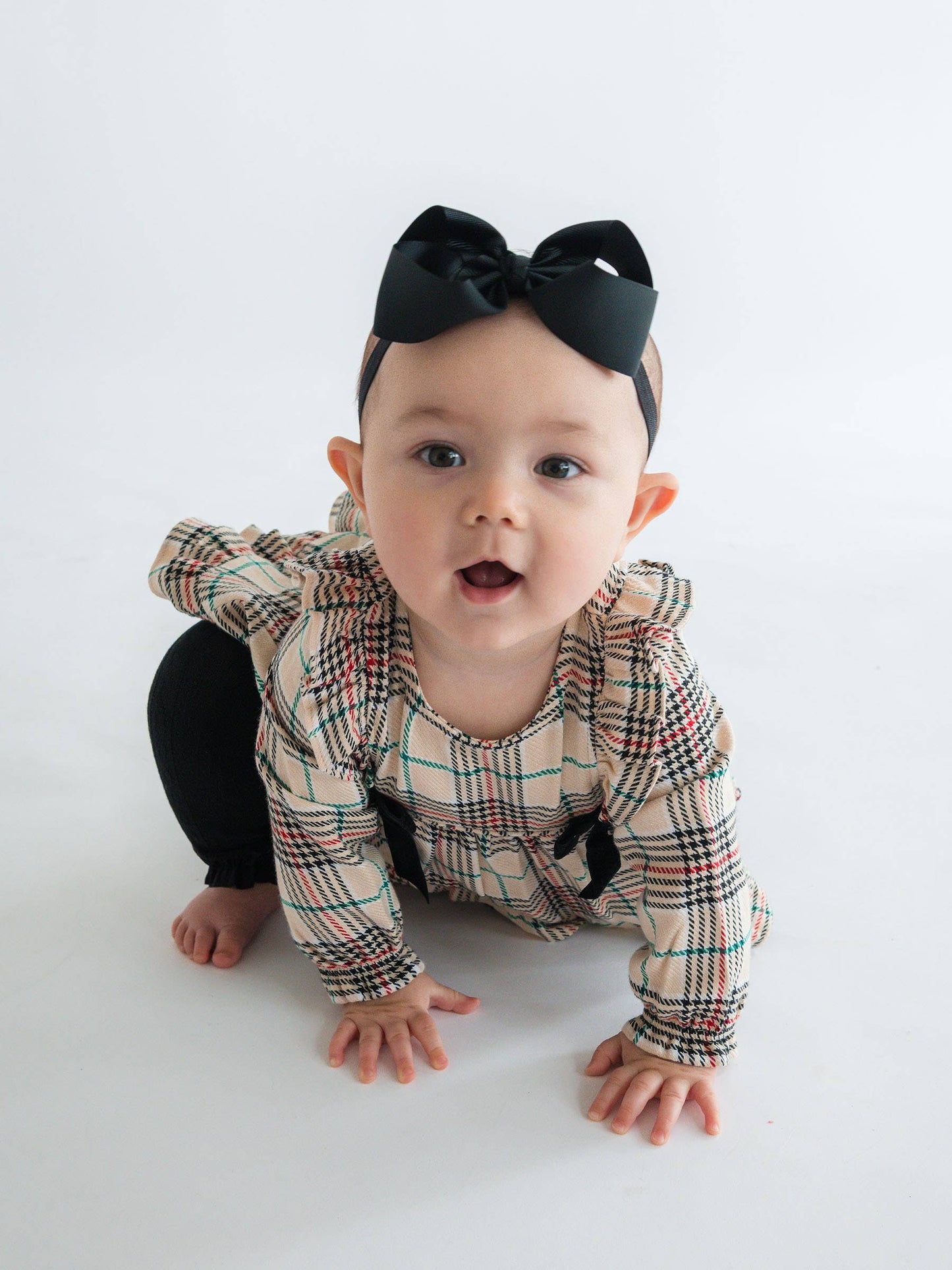 Baby Girls Tannen Plaid Woven Long Sleeve Waterfall Bow Swing Top & Bloomer Set