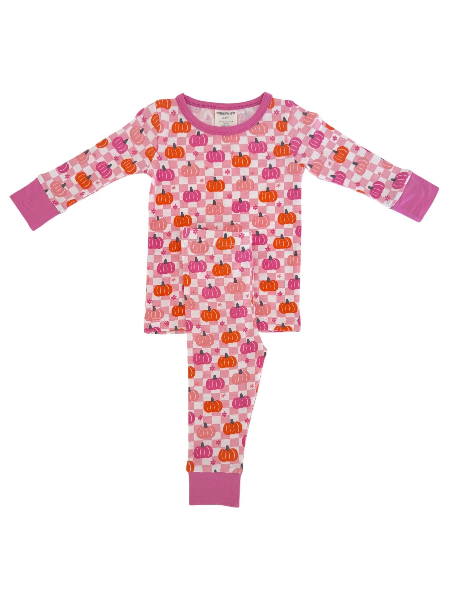 Long Sleeve 2-Piece Set, Pumpkin Checkerboard Pink