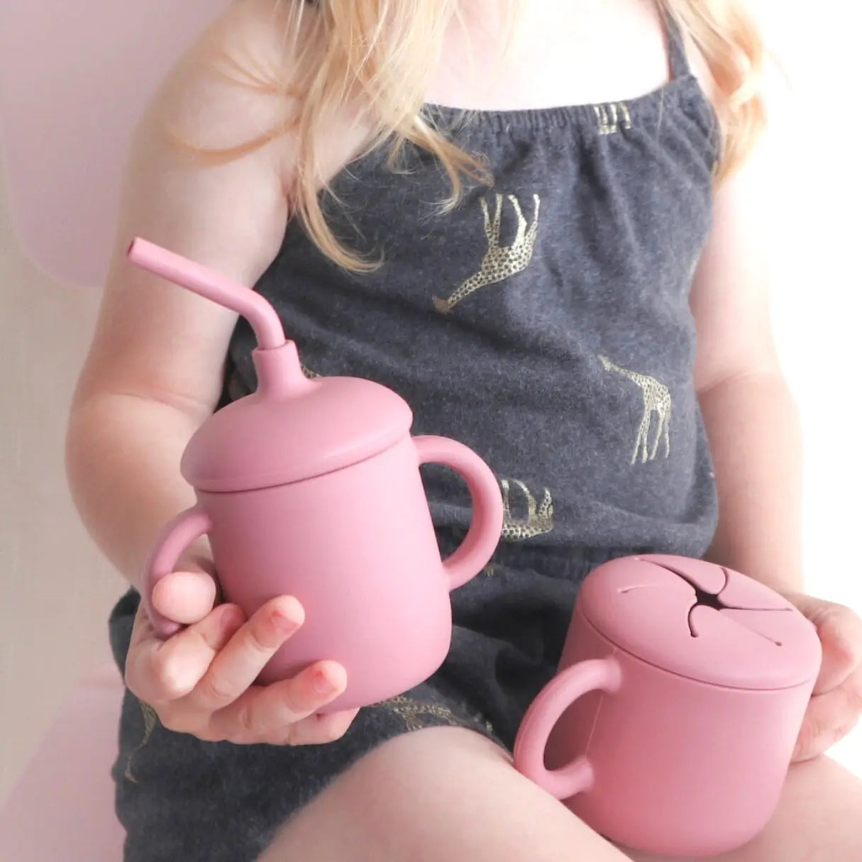Sippy Cup with Straw, Spill-Proof & Anti-Stain - Almond