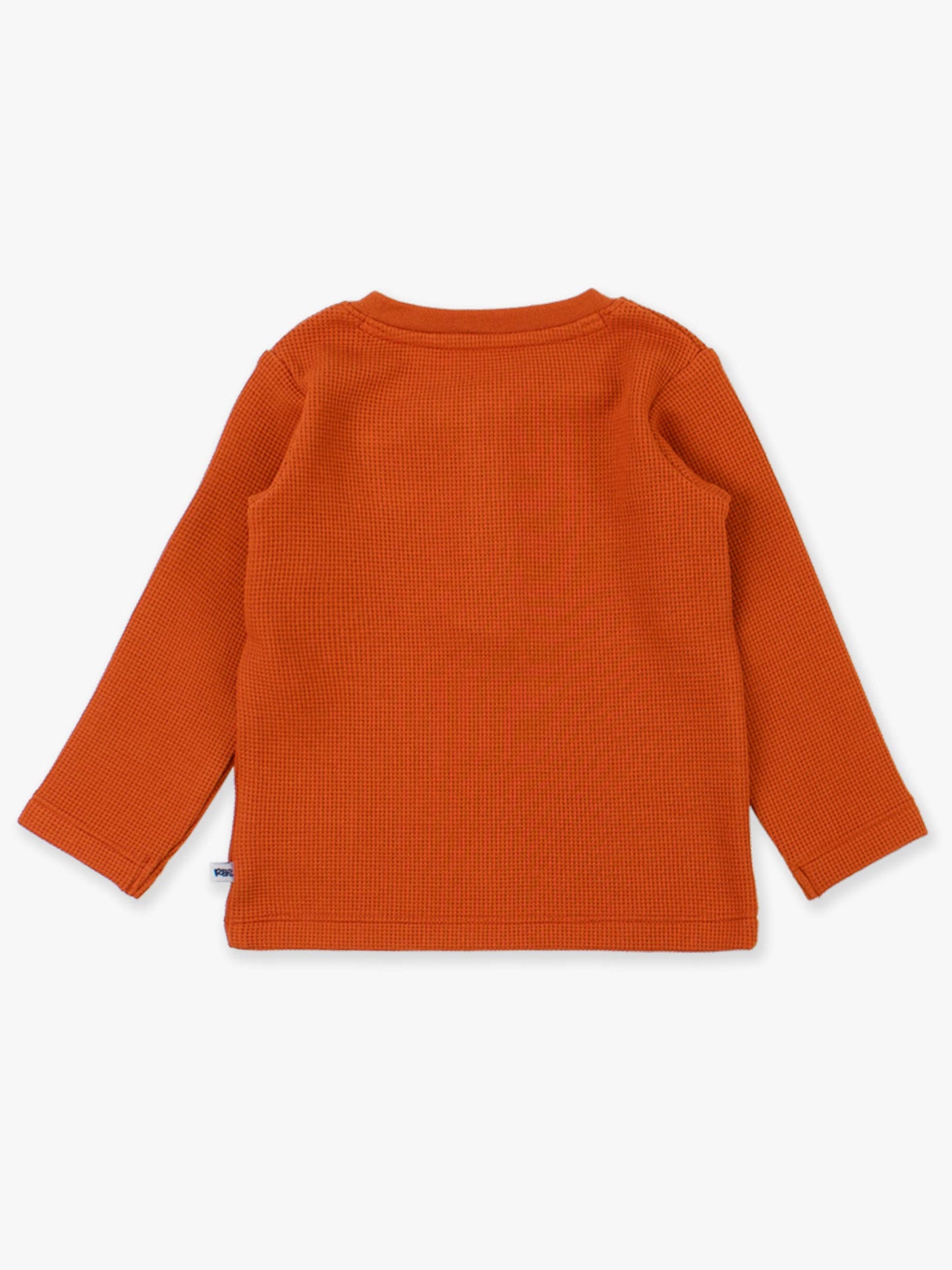 Boys Rust Waffle Knit Long Sleeve Henley Tee