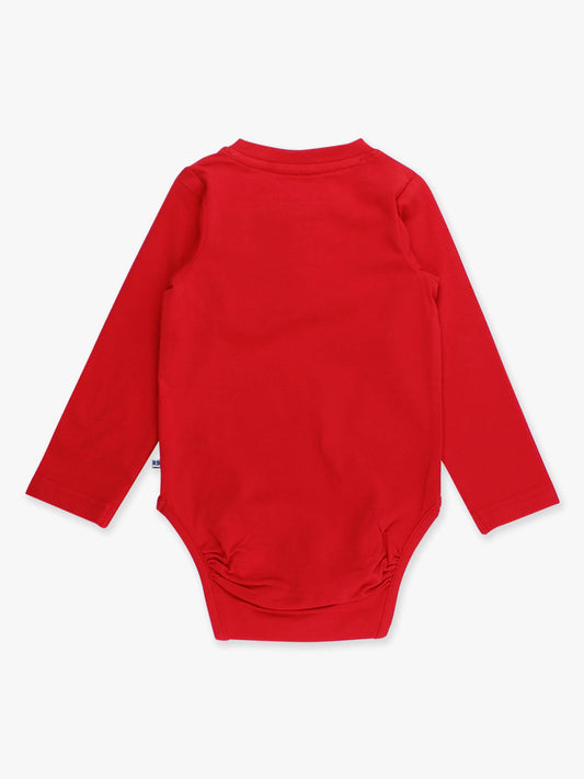 Baby Boys Red Knit Long Sleeve 2-Button Henley Bodysuit