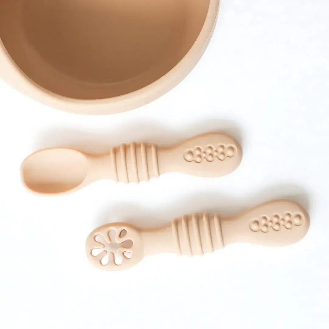 Infant Training Spoons for Self Feeding - Almond