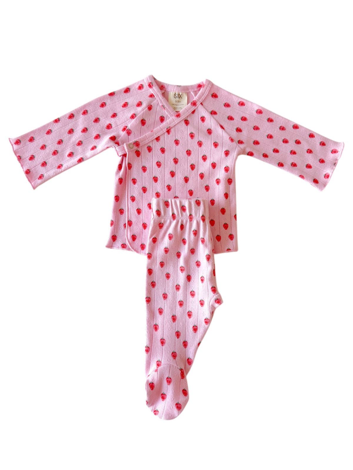 Pink Strawberry / Organic Pointelle Newborn Set