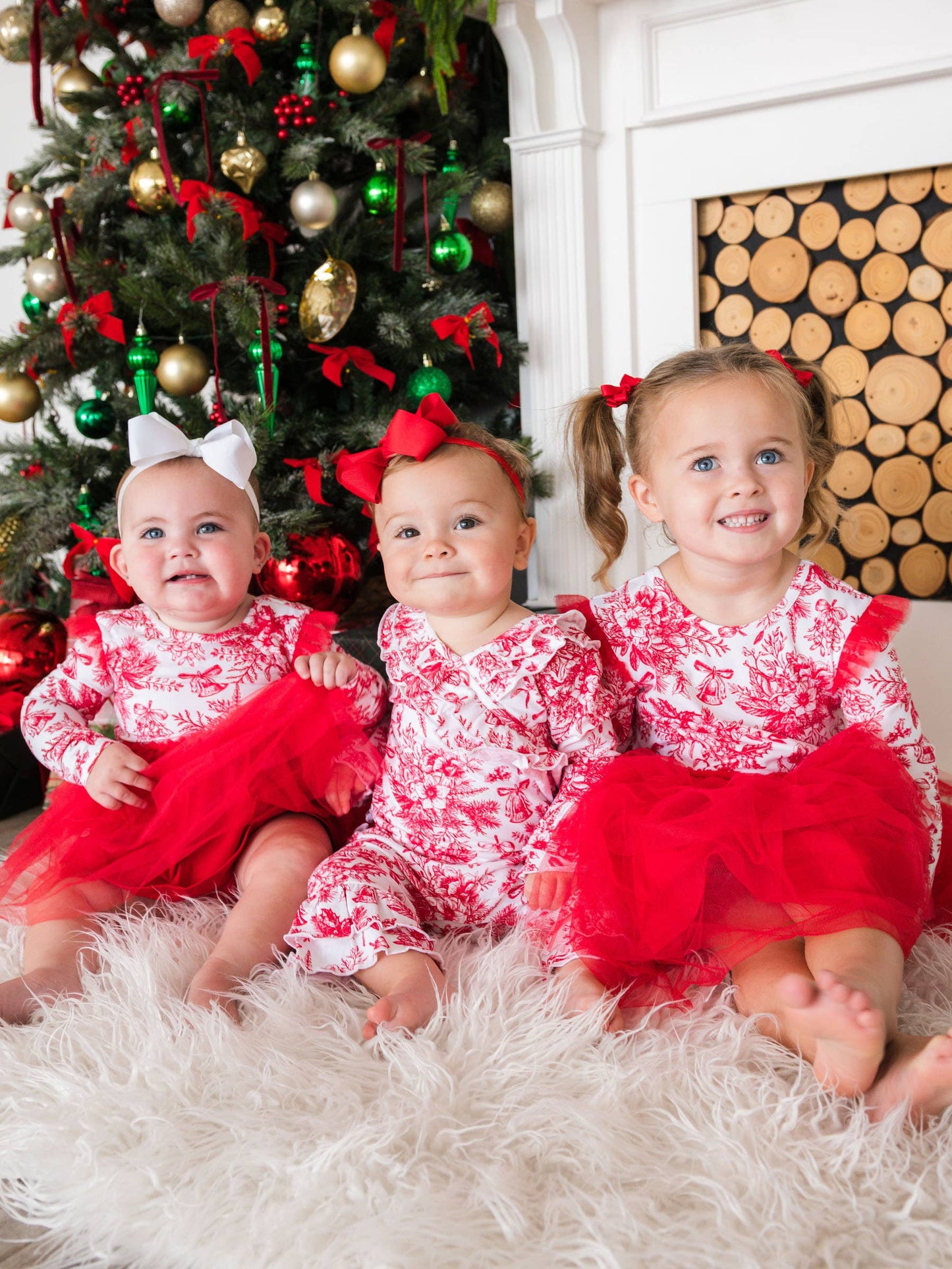 Baby Girls Red Jingle Toile the Way Knit Long Sleeve Ruffle Flare Romper