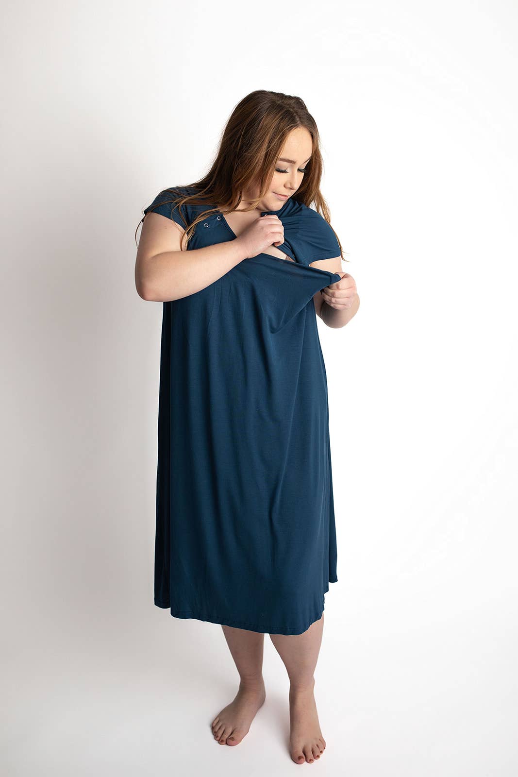 Navy Blue Maternity Mommy Labor and Delivery/ Nursing Gown