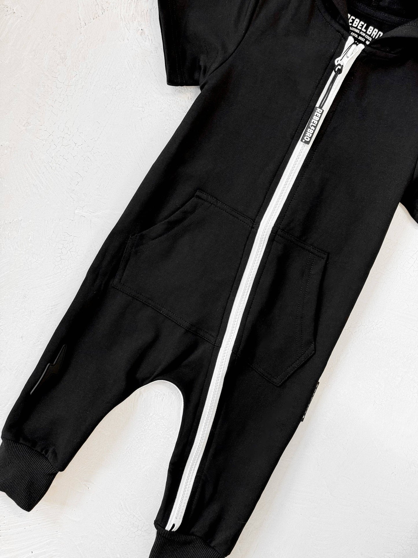 Hooded Rebel Short Sleeve Romper in Black