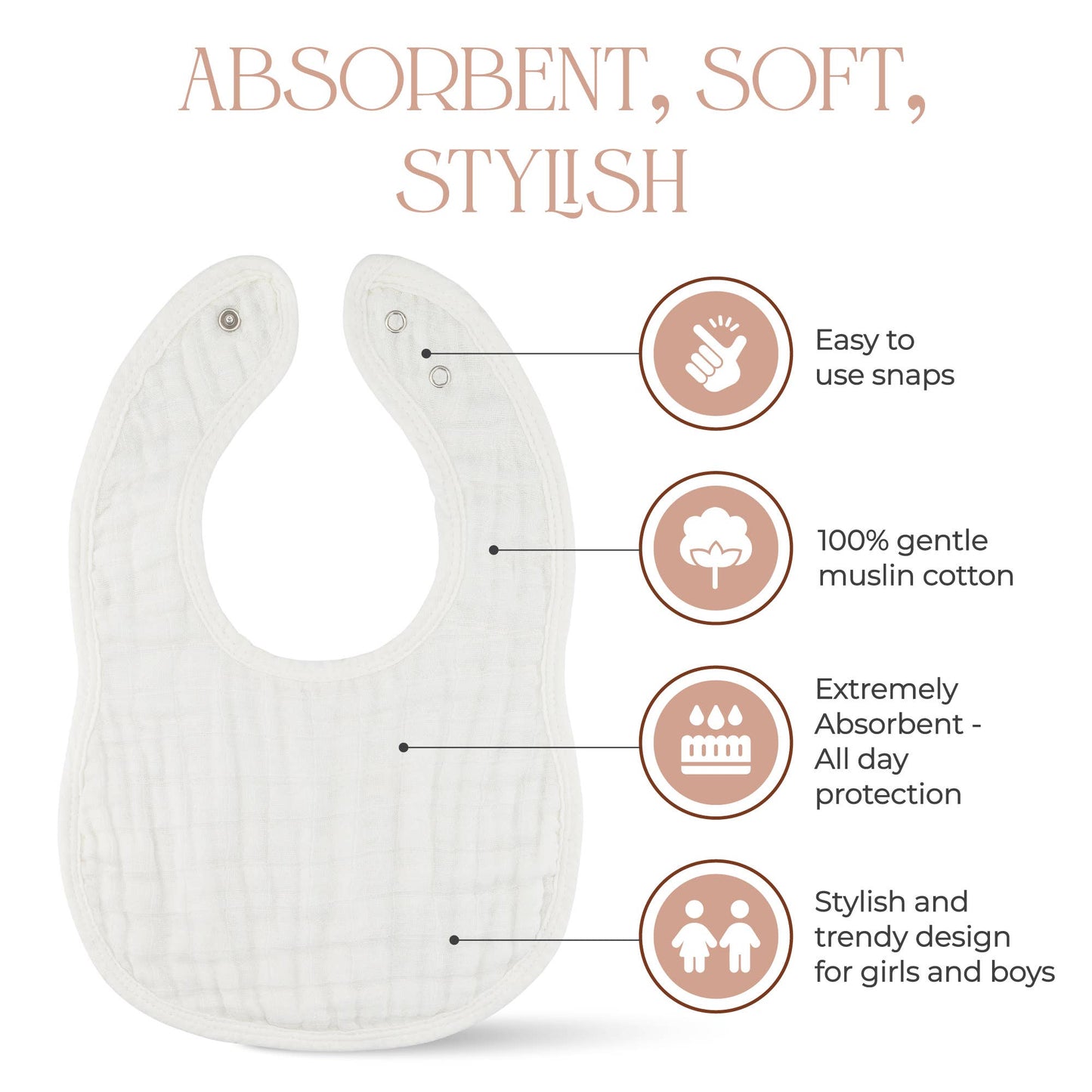 Muslin Cotton Baby Bibs Adjustable Size by Comfy Cubs