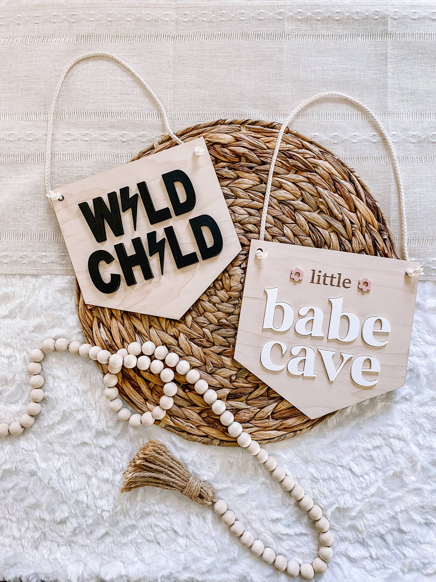 Wild Child Lightning Bolt Nursery Pennant Wall Sign