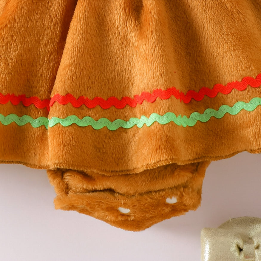 Brown Cute Festive Baby Girl Dress and Headband