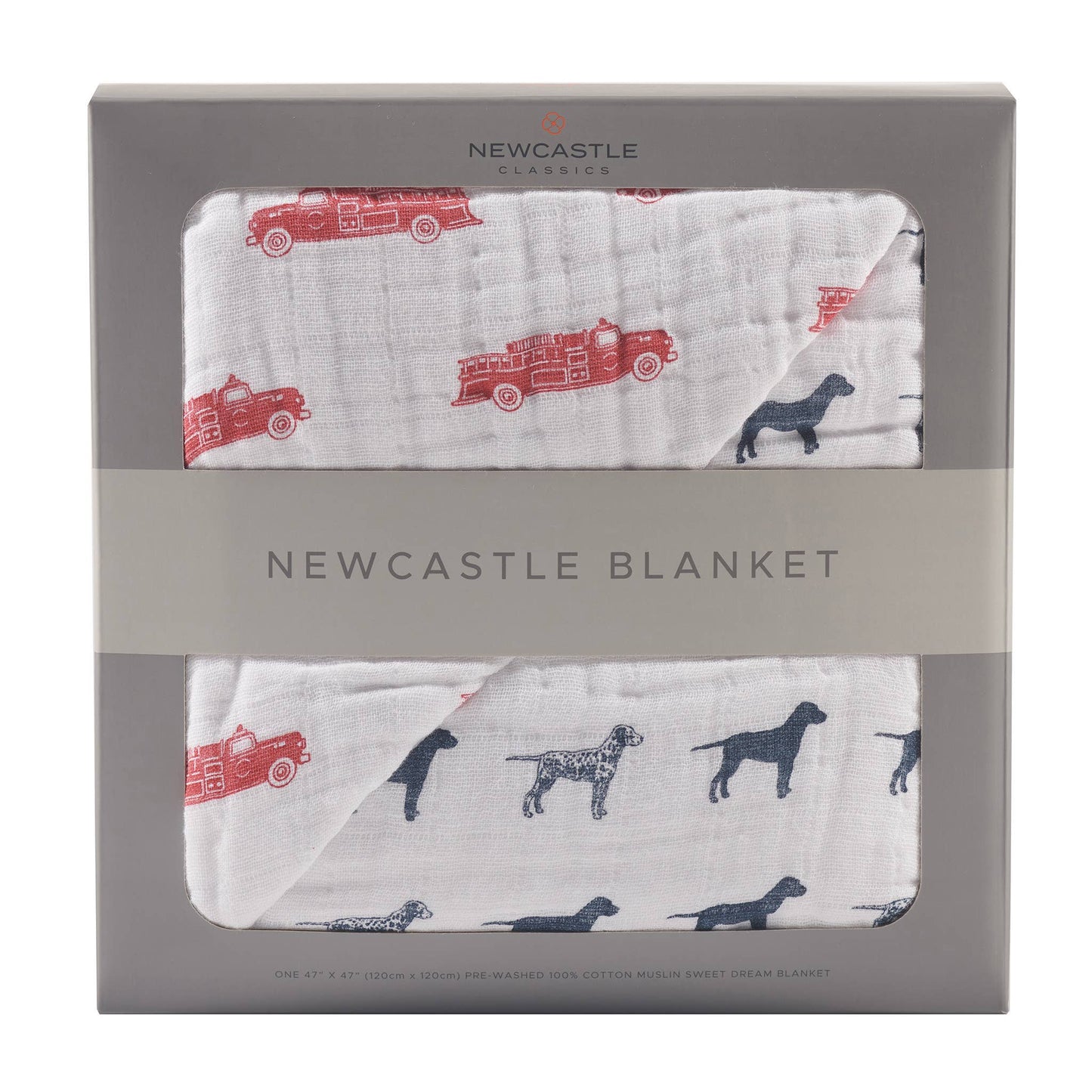 Fire Truck and Dalmatian Newcastle Blanket; Cotton