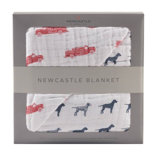 Fire Truck and Dalmatian Newcastle Blanket; Cotton