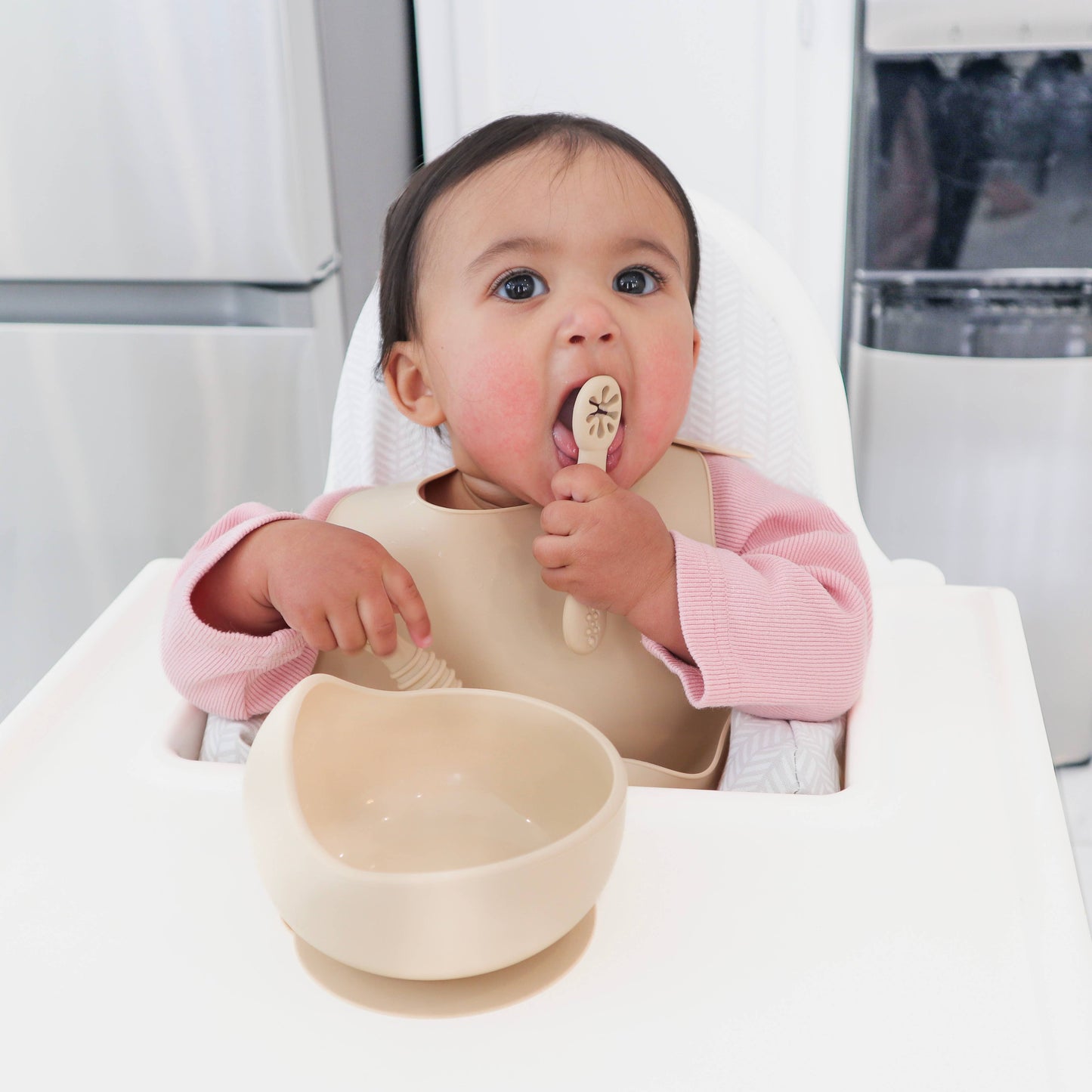 Infant Training Spoons for Self Feeding - Almond