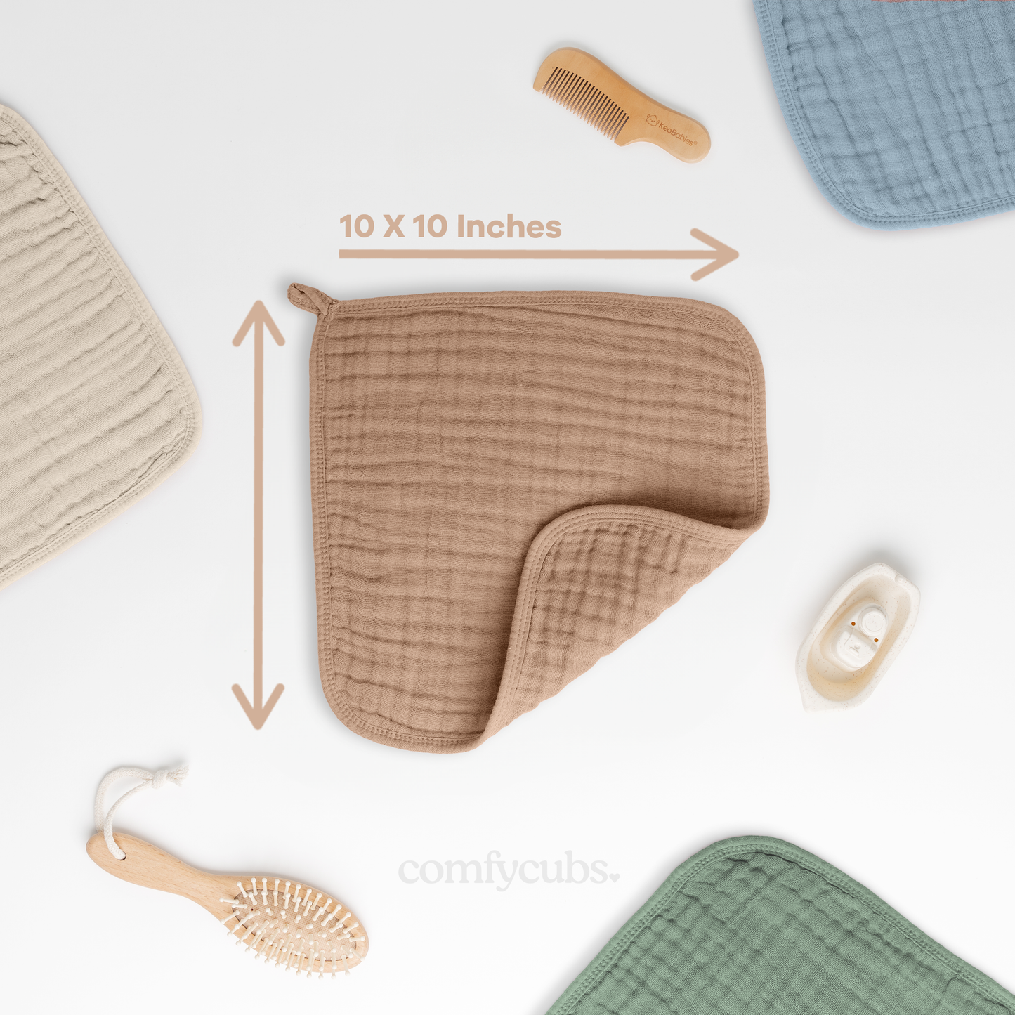 Baby Washcloths 100% Muslin Cotton by Comfy Cubs