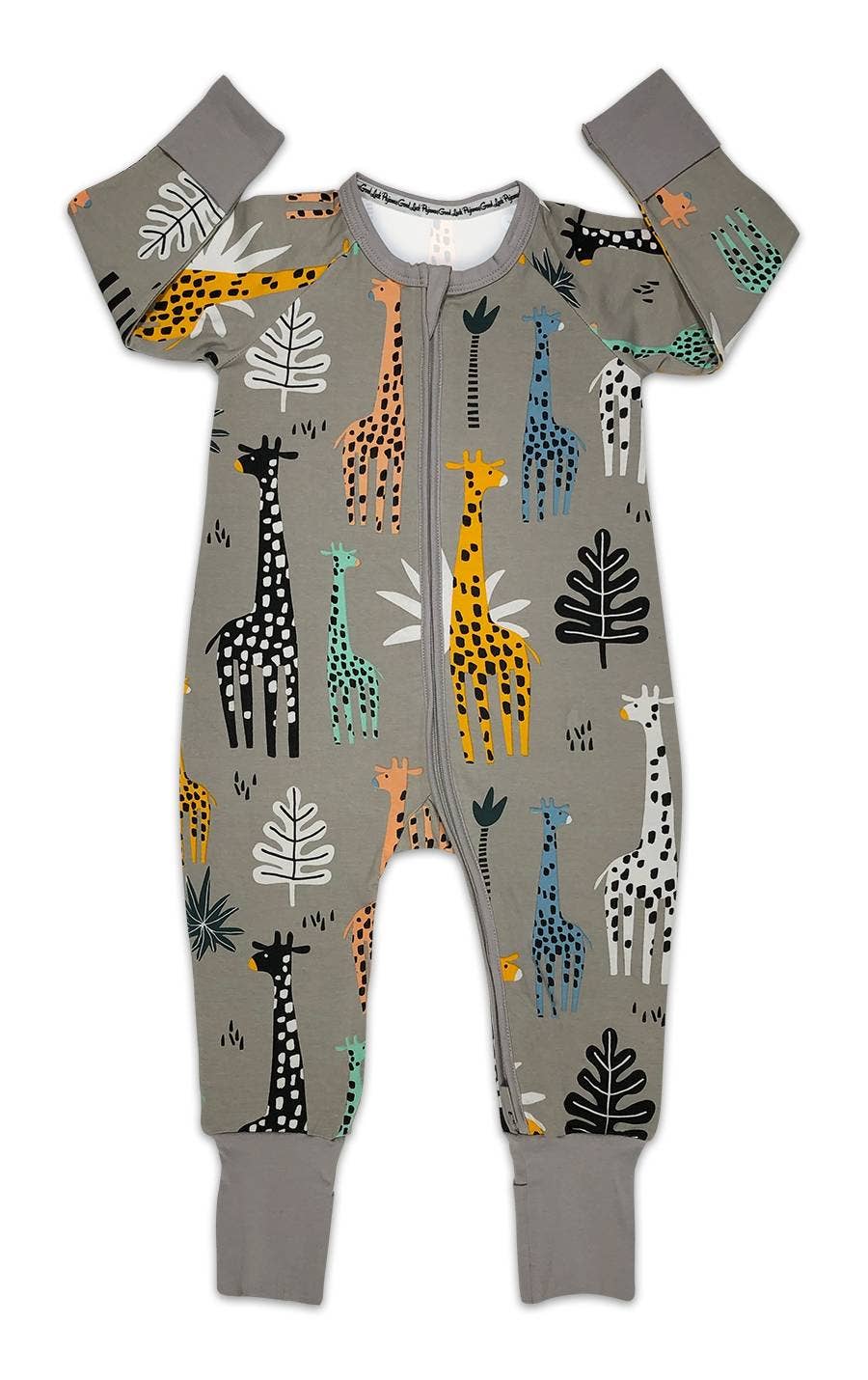 Giraffes, Gray Baby Pajamas