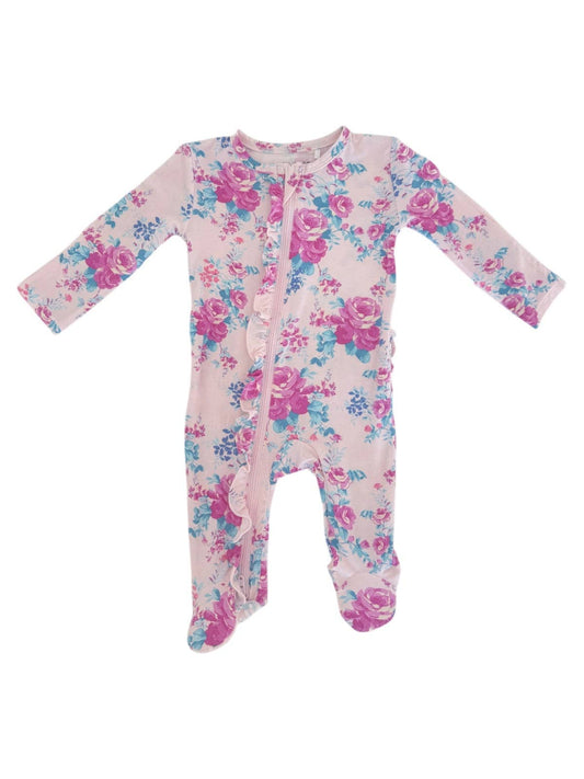 2-Way Zip Ruffle Footie, Garden Secrets