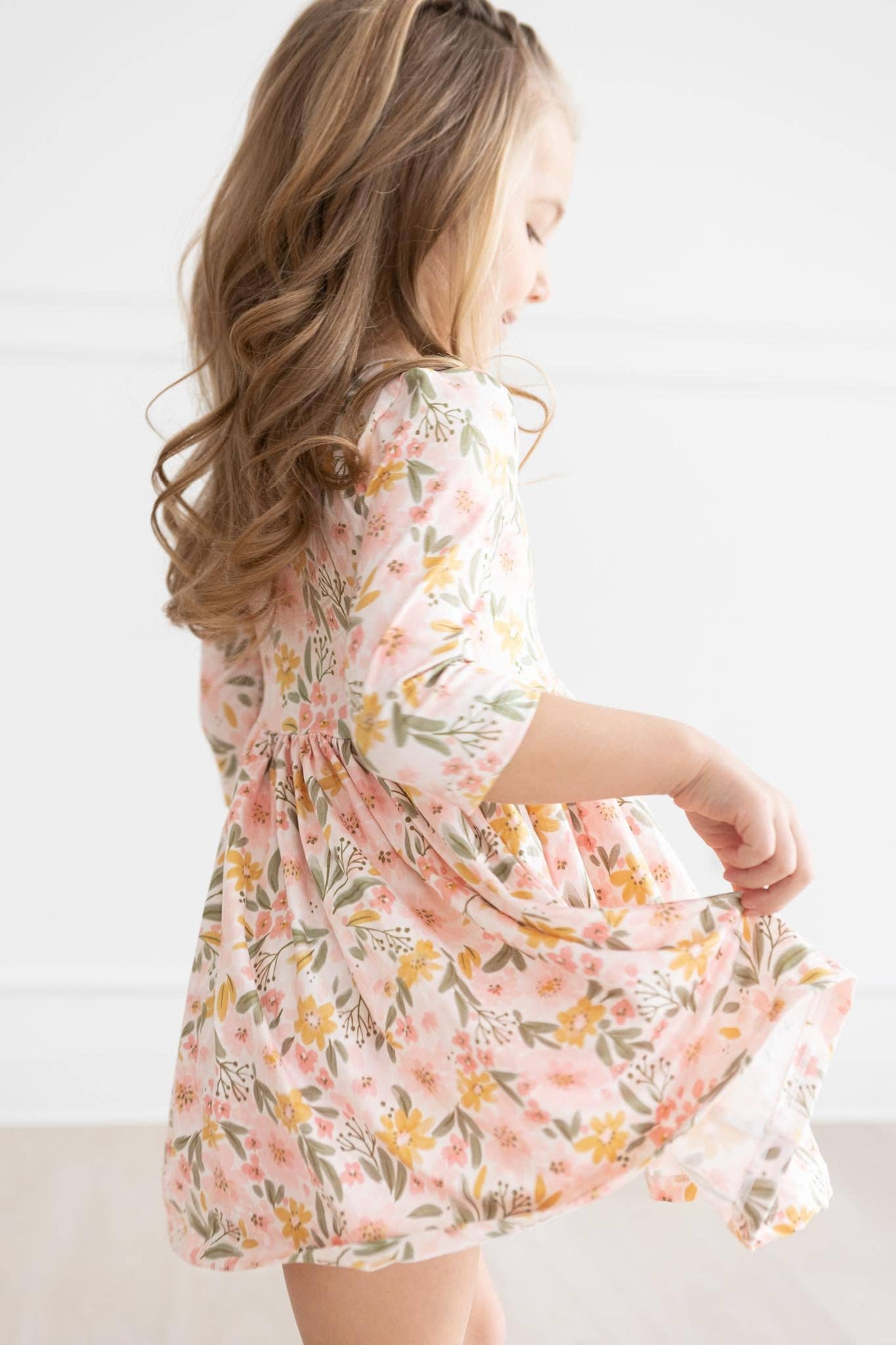 Pretty Peachy 3/4 Sleeve Pocket Twirl Dress