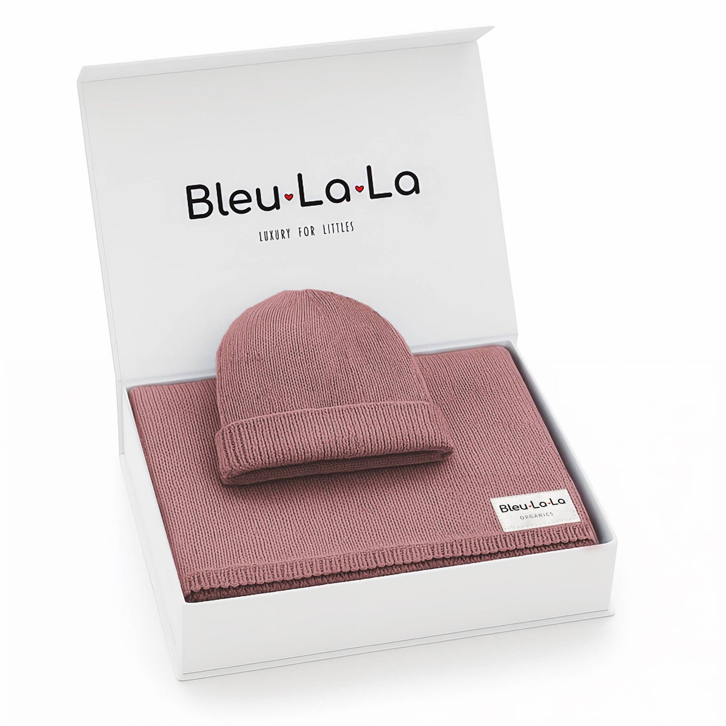 Luxe - 100% Organic Cotton Knit Blanket + Hat Boxed Gift Set