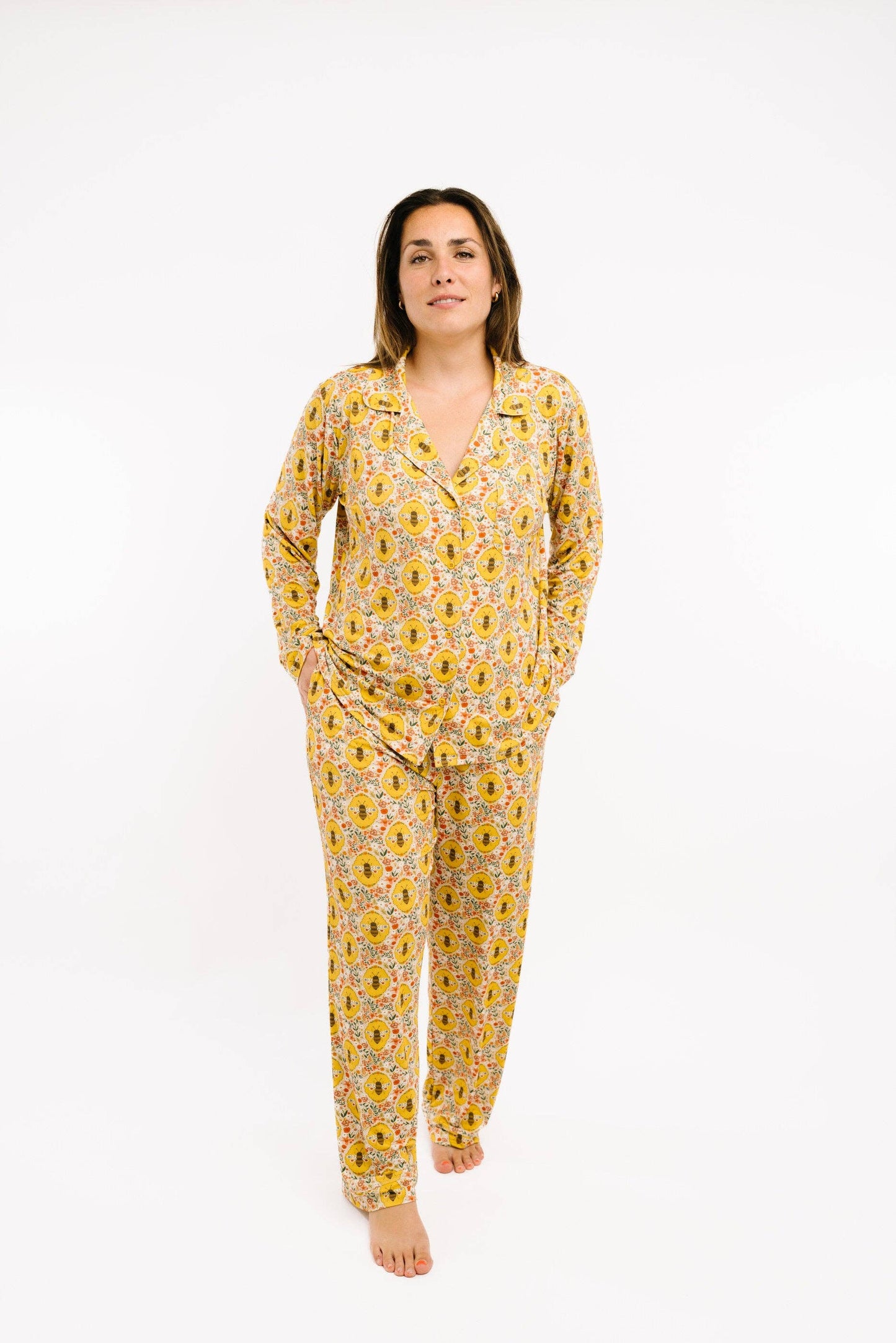 Sweet Bee Women's Button Up Long Sleeve Set