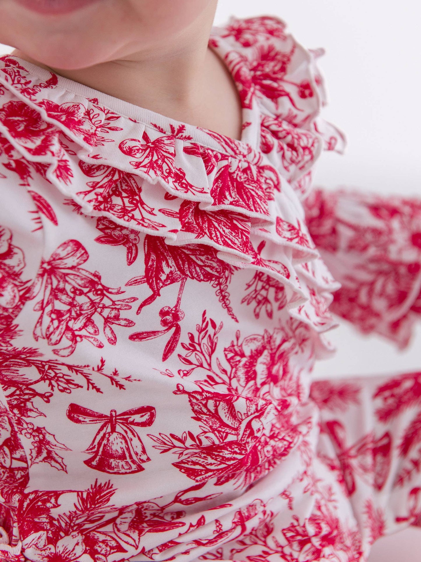 Baby Girls Red Jingle Toile the Way Knit Long Sleeve Ruffle Flare Romper