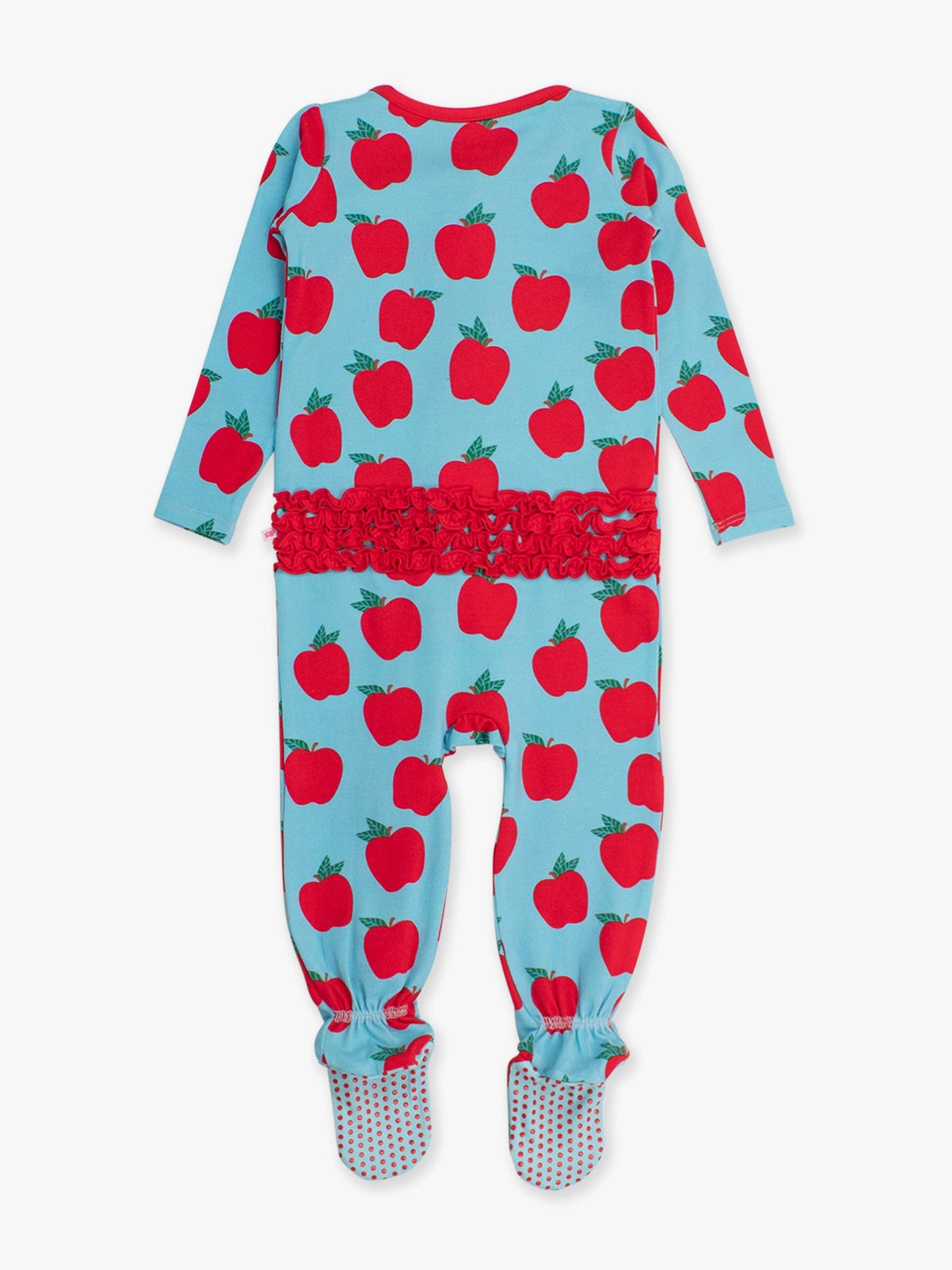 SoftSnooze™ Baby Girls Modal Blend Blue Apple of My Eye Footed Ruffle One Piece Pajama