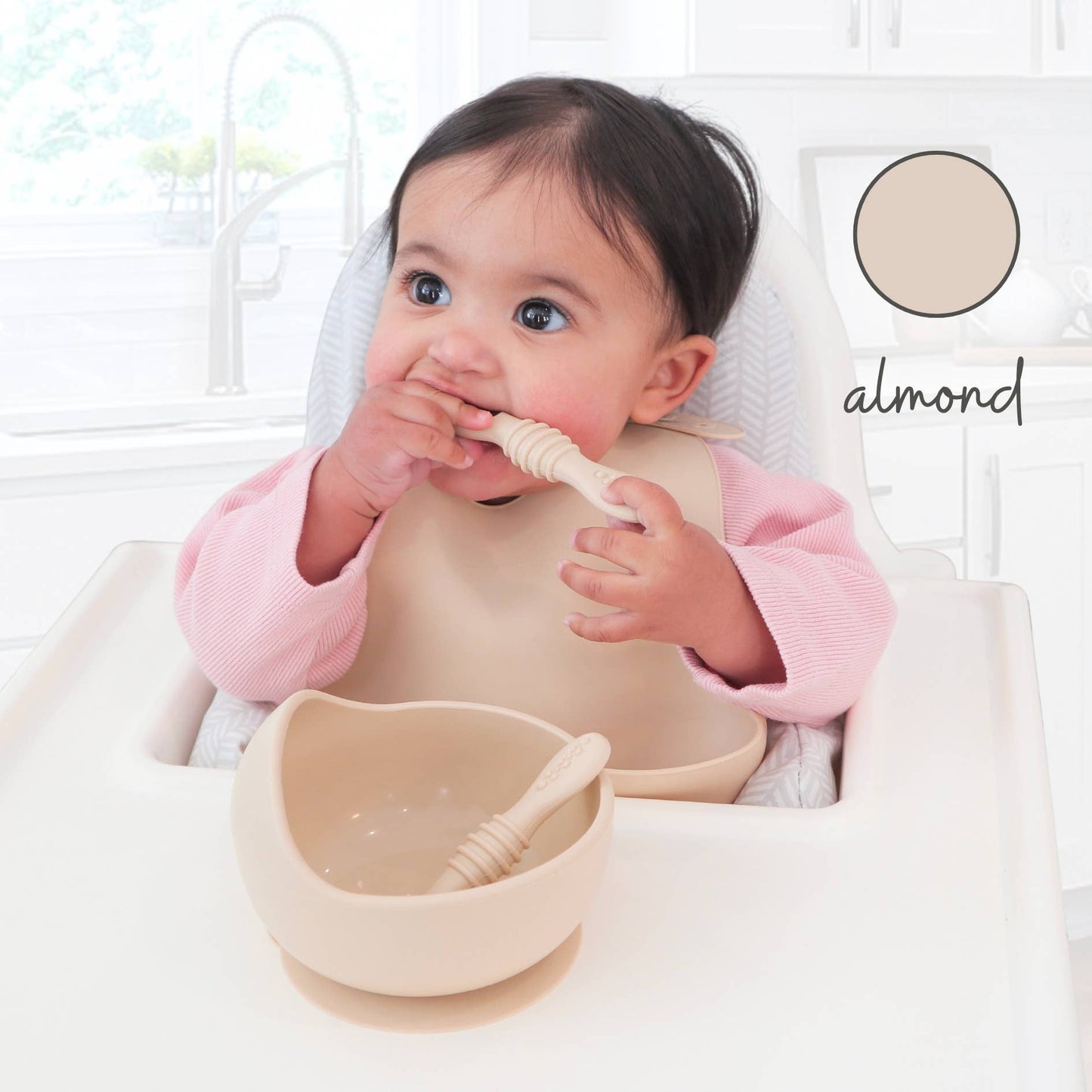 Infant Training Spoons for Self Feeding - Almond
