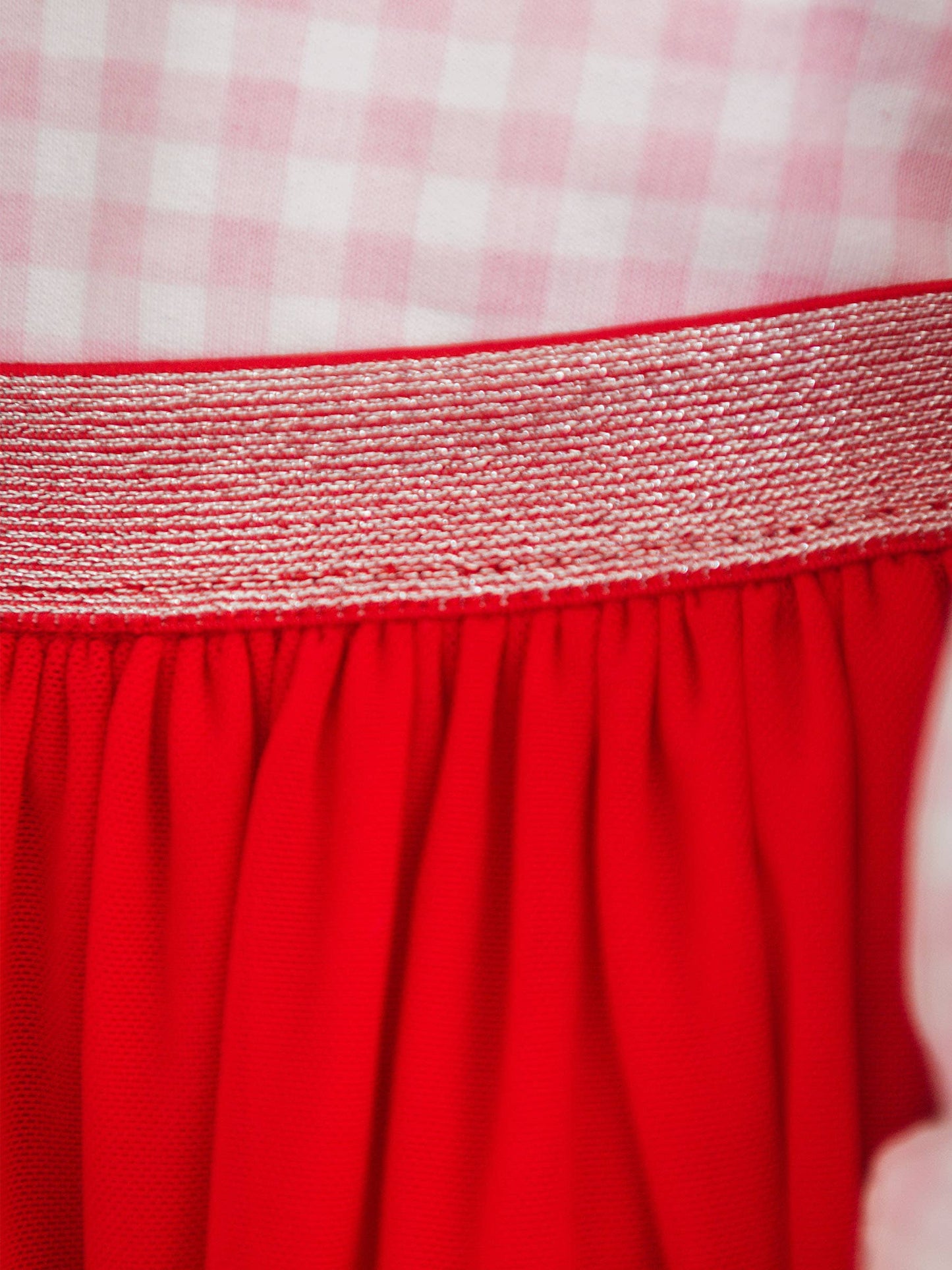 Girls Red Elastic Waist Ruffle Tulle Skirt