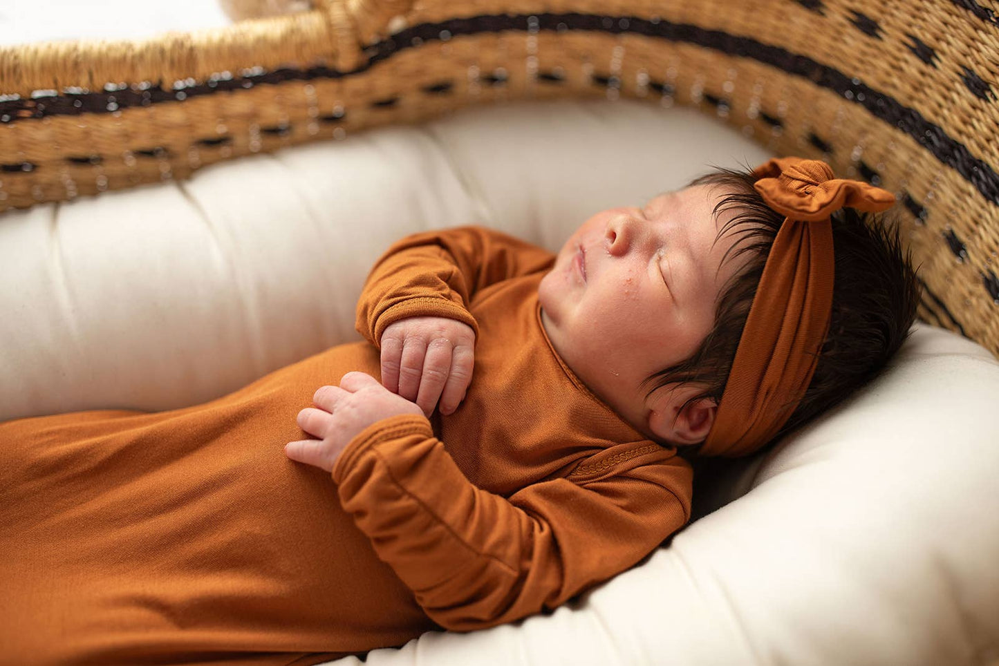 Saddle Longhorn Orange Western Knotted Newborn Baby Gown