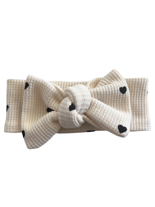 Organic Waffle Knot Bow, Black Heart
