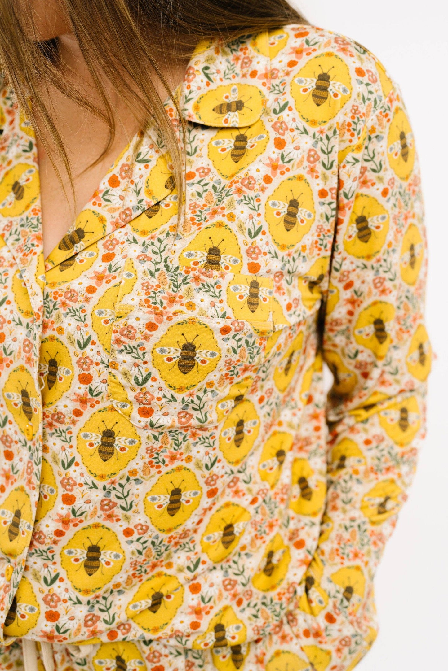 Sweet Bee Women's Button Up Long Sleeve Set