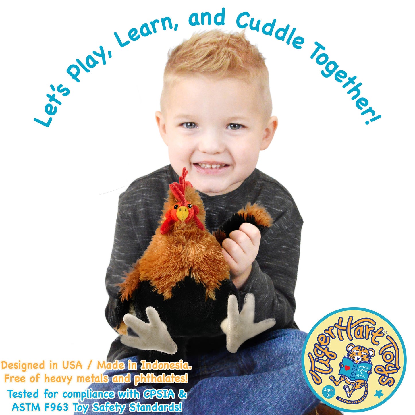 Riley The Rooster | 8 Inch Chicken Stuffed Animal Plush
